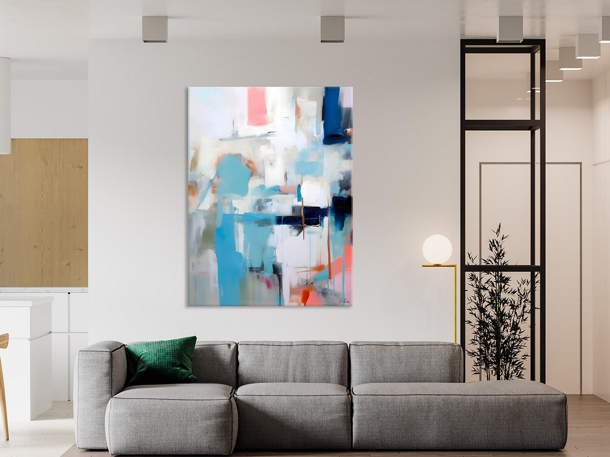 Contemporary Abstract Canvas Painting - Extra Large Modern Wall Art for Dining Room - Handmade Acrylic Painting - Perfect for Home Decor & Office Wall Art