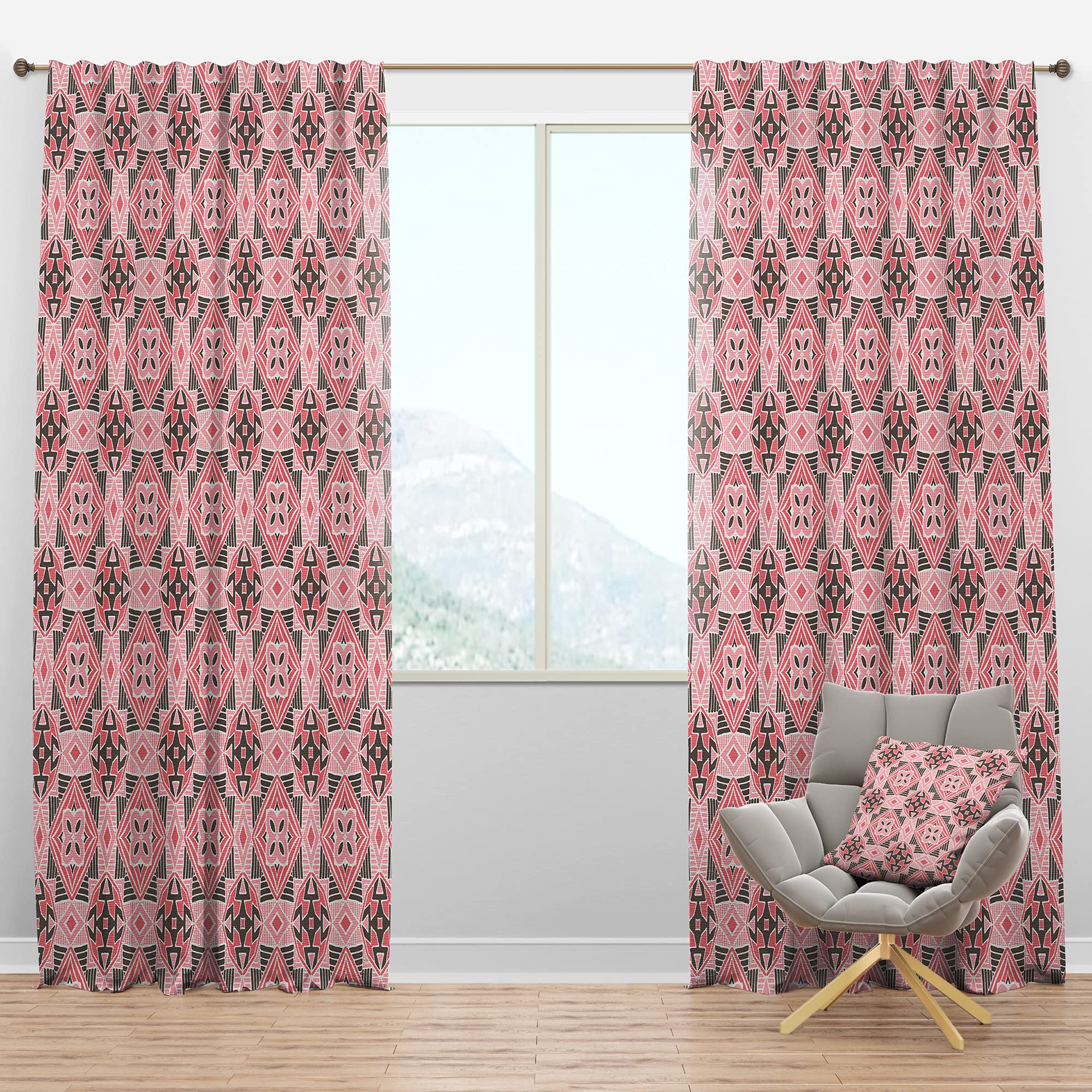 DesignQ Blackout Curtains - Abstract Geometric Bohemian Pattern Thermal Insulated Drapes for Bedroom & Living Room (52x95, Single Panel) - Perfect for Light Blocking & Energy Saving