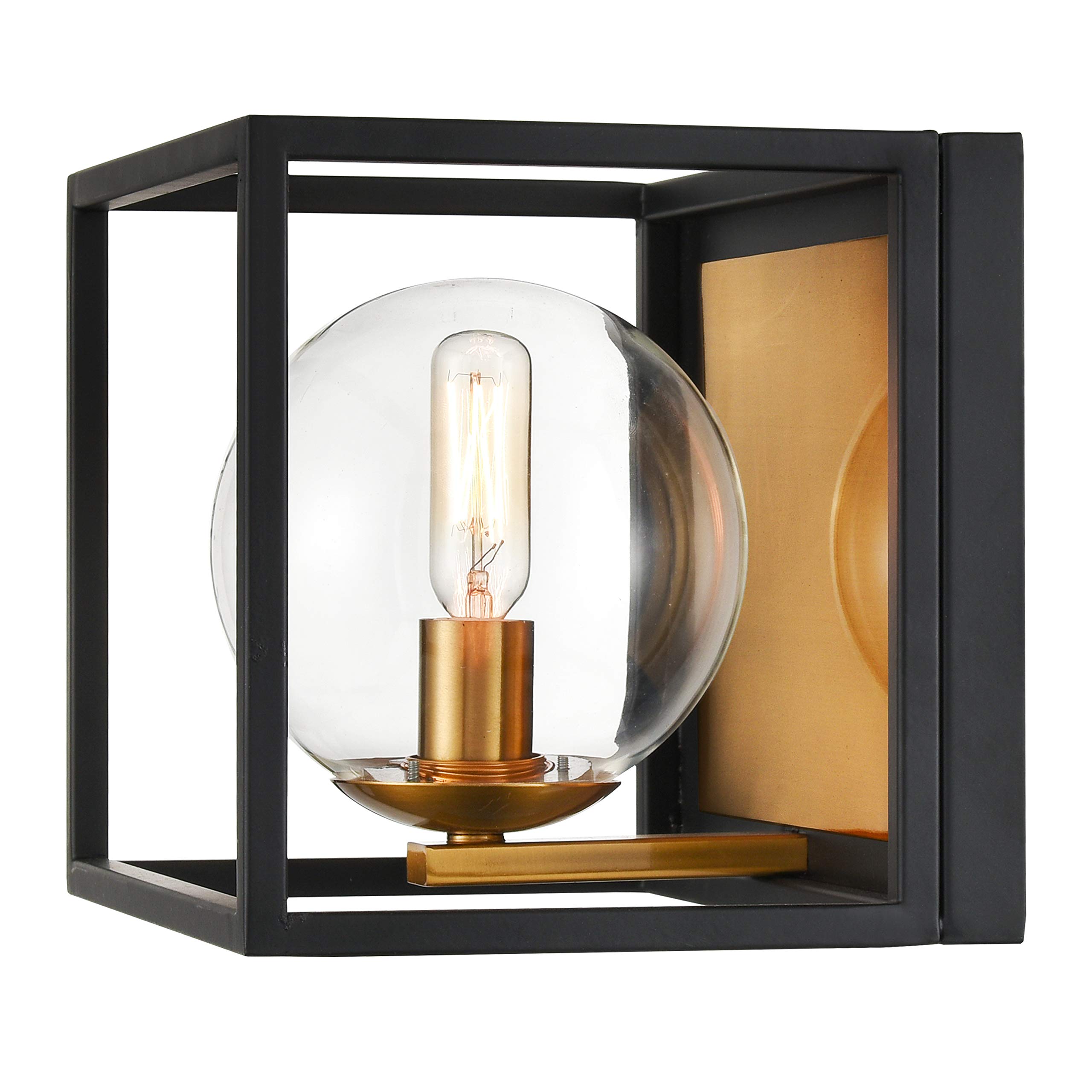 Light Society Vinn 1-Light Modern Vanity Light in Black & Brushed Brass - Perfect for Bathroom, Dressing Room & Bedroom Makeup Area Lighting