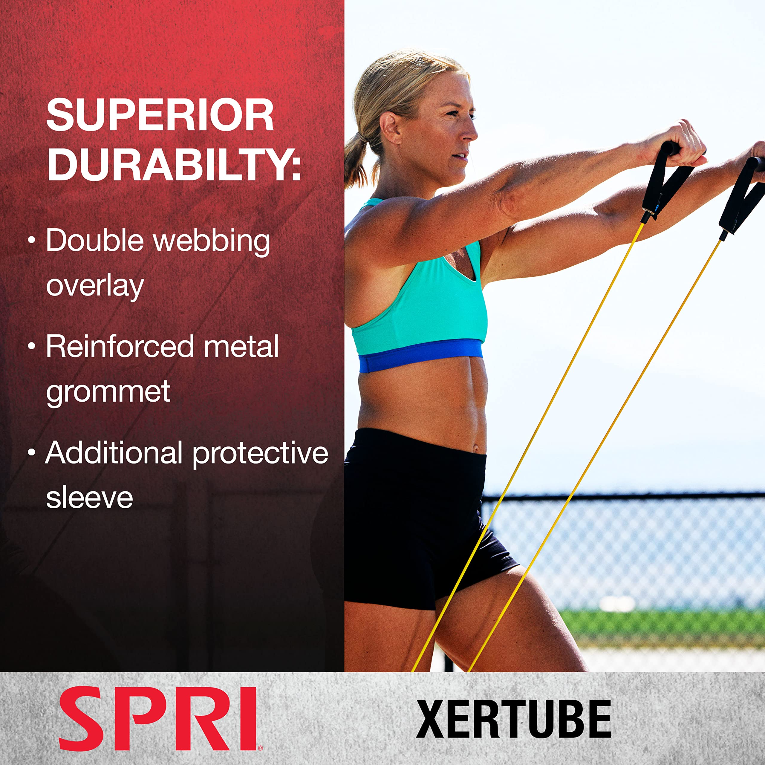SPRI Xertube Resistance Bands with Handles - Premium Exercise Tubes for Home Gym, Strength Training & Physical Therapy | Includes Door Anchor Attachment for Full-Body Workouts