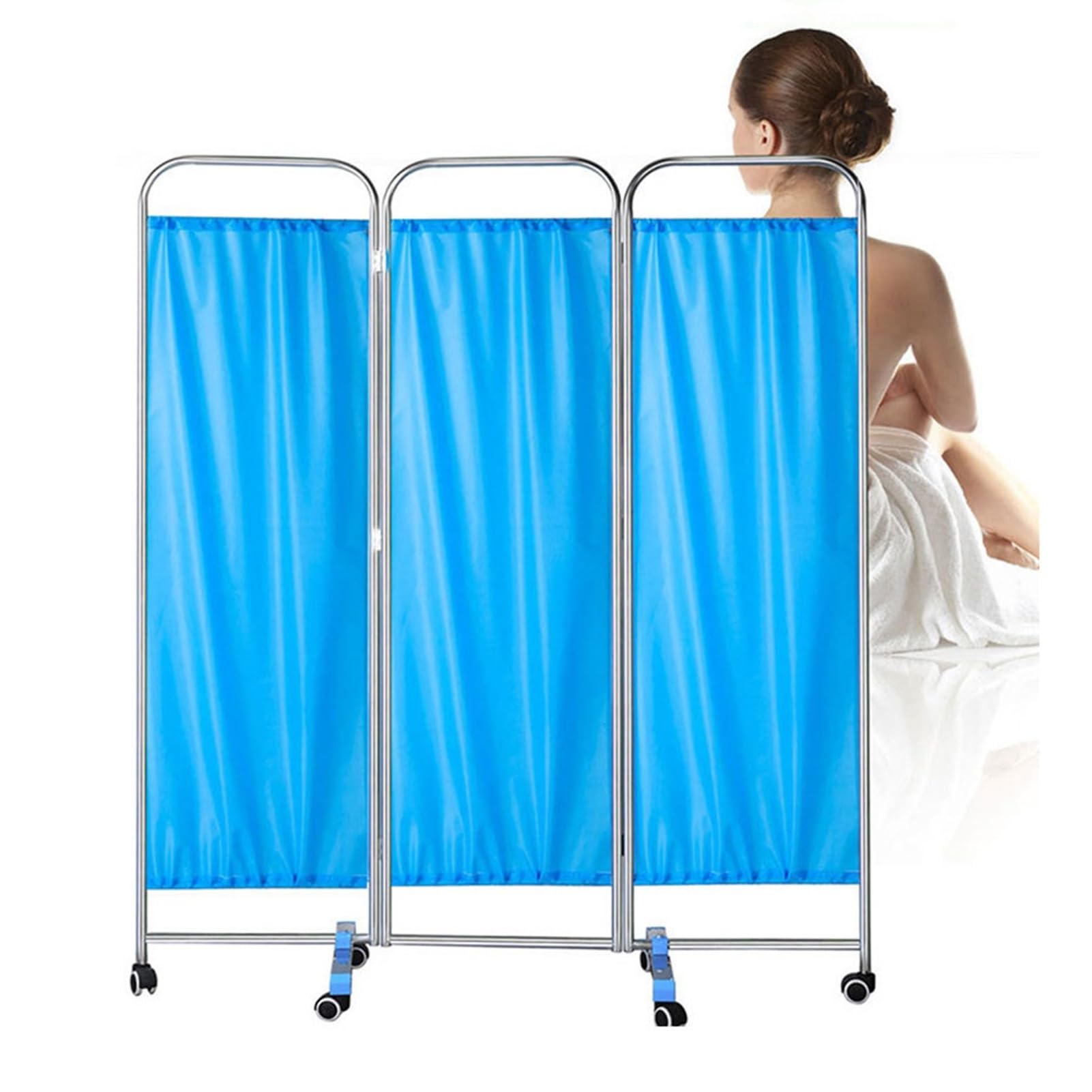 3-Panel Rolling Medical Privacy Screen on Wheels - Portable Room Divider for Clinics, Hospitals & Exam Rooms - Foldable Space-Saving Partition - Ideal for Patient Privacy, Waiting Areas & Office Spaces