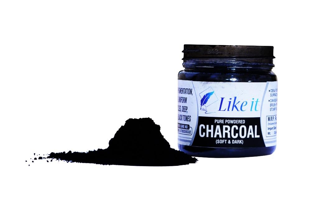 Premium Artist Black Charcoal Powder for Sketching & Drawing - 30g Professional Grade Fine Powder - Ideal for Portrait, Figure Drawing & Shading Techniques (Pack of 1)