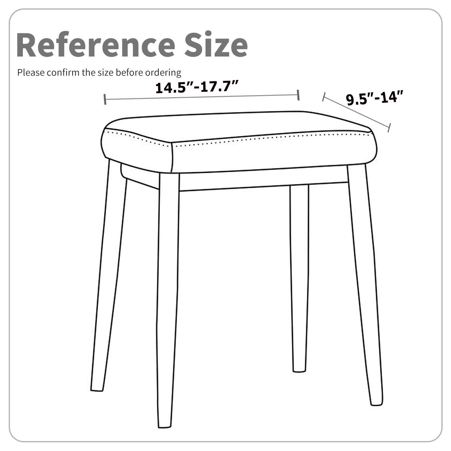 Deisy Dee Vanity Stool Cover - Square Foot Stool Seat Cushion Cover Set of 2 - Soft Dressing Chair Covers for Bedroom, Bathroom & Makeup Area - Washable & Stylish Home Decor Accessories