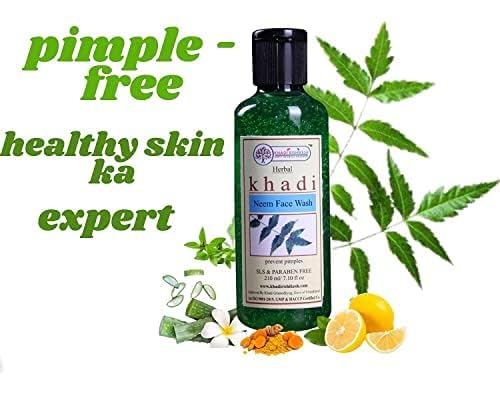 Khadi Rishikesh Herbal Neem Pimple Remover Face Wash for Acne & Blemish Control | SLS & Paraben Free Cleanser (210ml) | Unisex Ayurvedic Face Wash for Clear Skin | Perfect for Daily Skincare Routine & Teenage Acne Treatment
