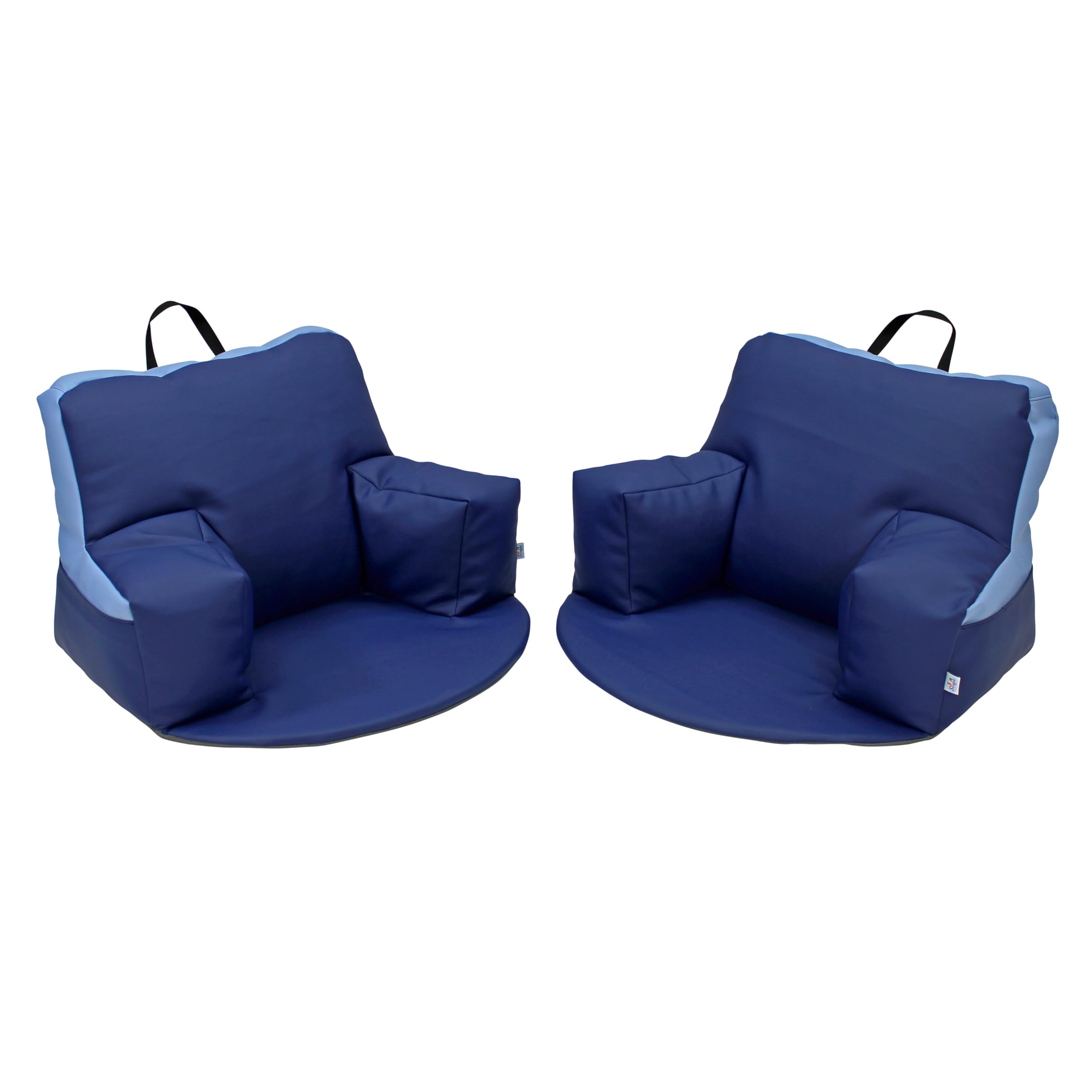 SoftScape Relax-N-Read Bean Bag Chair with Supportive Back Rest, Storage Pockets & Thick Foam Floor Pad - Portable Seating for Kids & Adults (2-Pack, Navy/Powder Blue, Large) - Perfect for Reading Nooks, Dorm Rooms & Play Areas