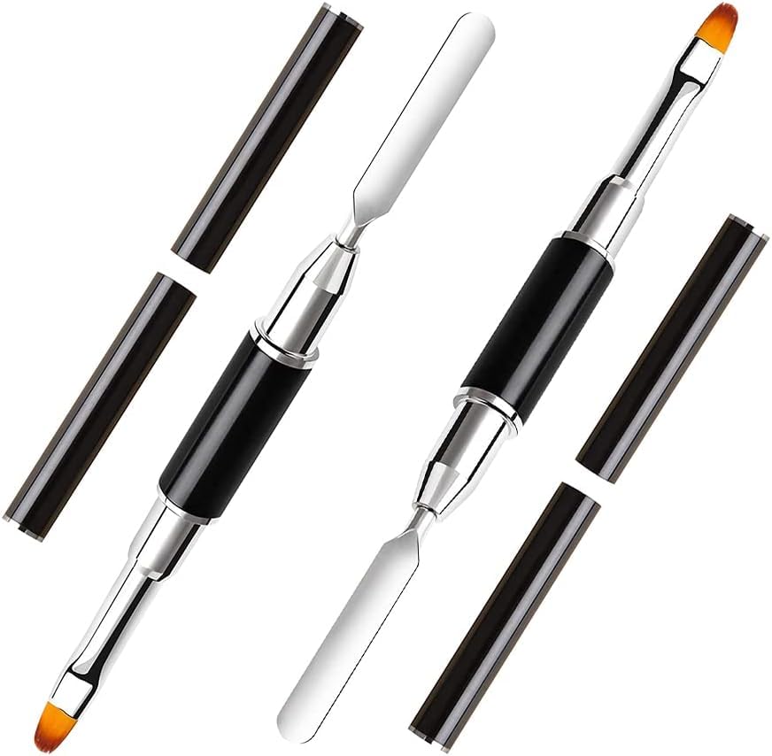 Dual-Ended Poly Gel Nail Brush & Picker - 2 in 1 Stainless Steel Nail Tool for Poly Gel, UV Gel & Acrylic Nails Extension (2-Pack) - Perfect for Salon Professionals & DIY Nail Art at Home
