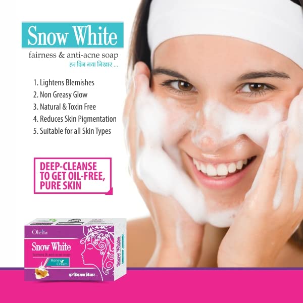 Snow White Anti-Acne & Brightening Soap Bar - Reduces Blemishes, Dark Circles & Signs of Aging | Vegan, Cruelty-Free Skincare | Perfect for Daily Face Cleansing & Glowing Complexion