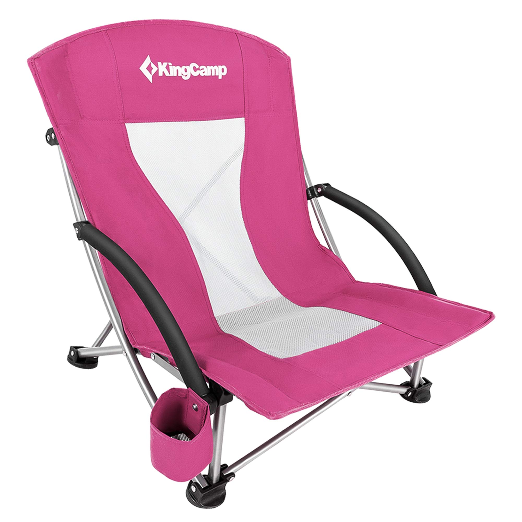 KingCamp Low Beach Chair - Portable Folding Lightweight Backpack Chair for Adults with Cup Holder & Storage Pocket - Perfect for Camping, Concerts, Festivals, Travel, Sports, Beach & Backyard Relaxation