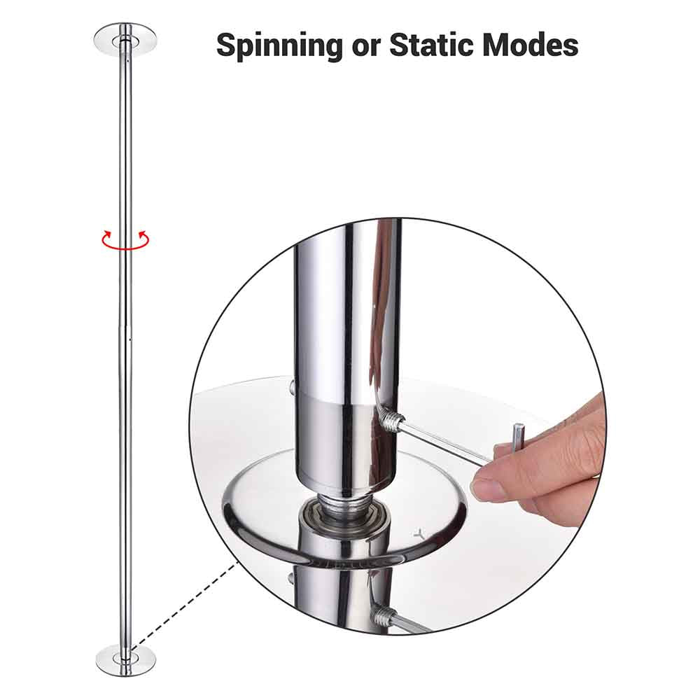 TheLAShop 10.8 ft Removable Spinning Dance Pole for Home - 45mm Chrome Professional Pole Dancing Fitness Equipment for Beginners & Advanced Dancers (Living Room, Studio, Gym Use)