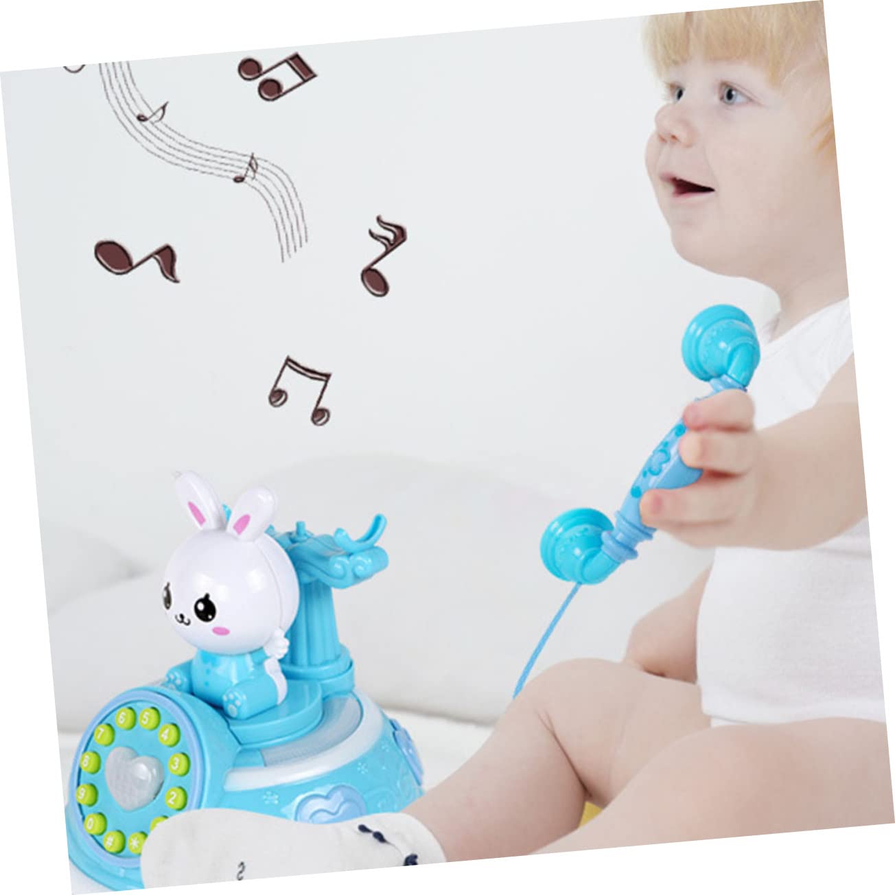 WESIEVYA Rotating Luminous Baby Toy - Simulated Phone for Infants & Toddlers, Blue Plastic Household Toy for Girls & Boys - Perfect for Nursery Playtime, Early Learning & Sensory Development