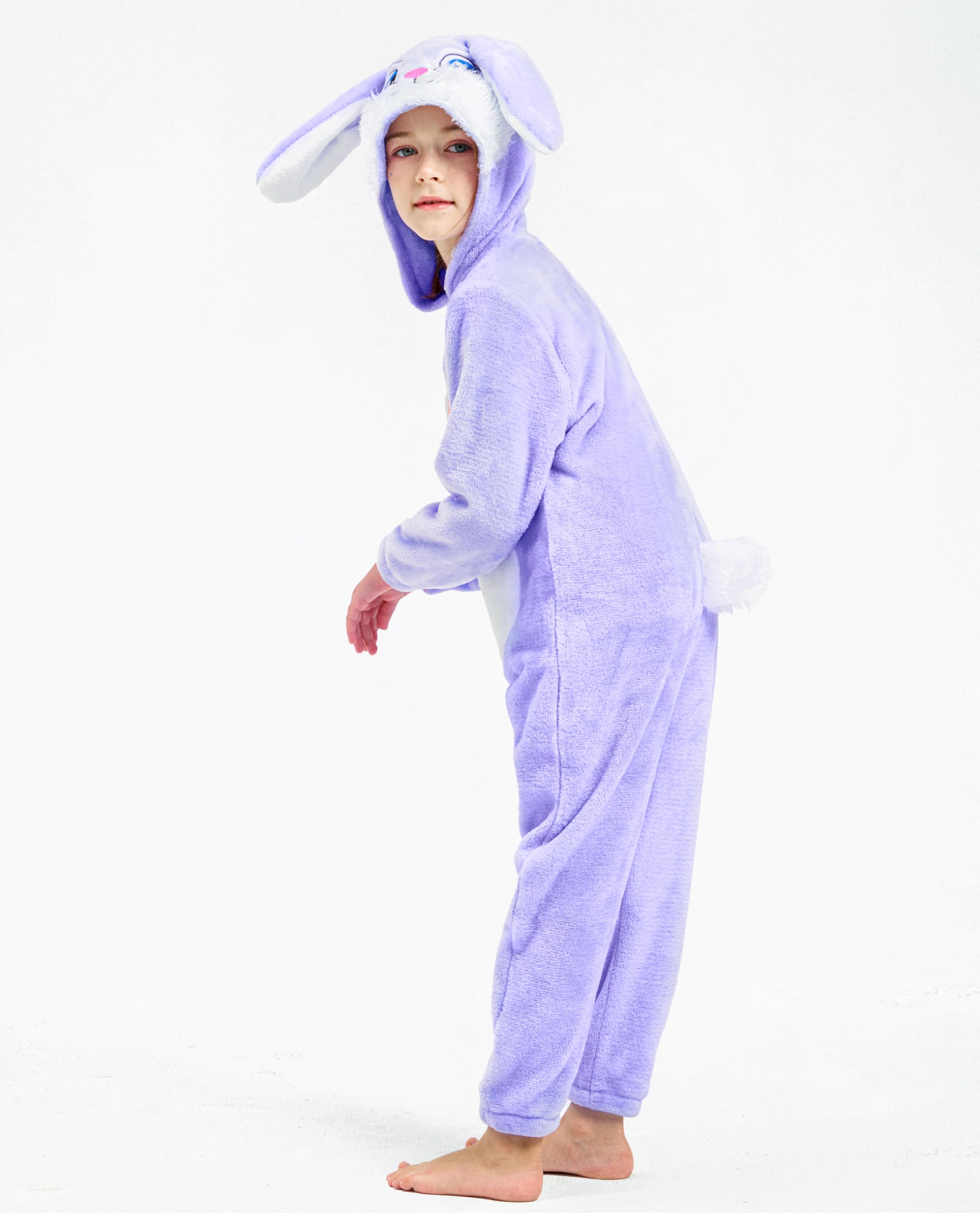 IKALI Girls Easter Bunny Costume - Purple Rabbit Jumpsuit for Kids & Toddlers | Easter Dress Up, Spring Party Outfit, Holiday Photo Shoot