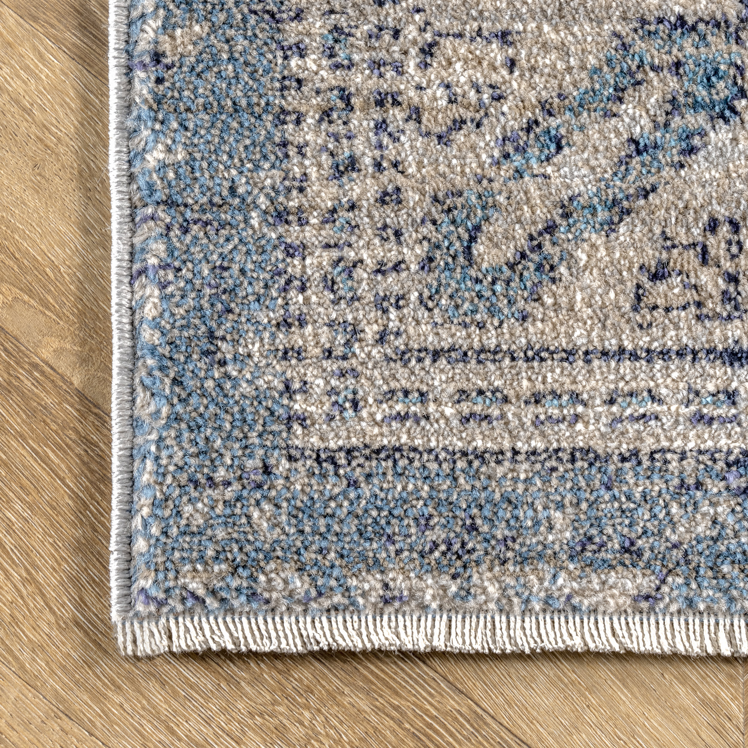 Bounded Blossom Blue Area Rug - Floral Design Non-Slip Living Room Carpet for Bedroom, Home Decor