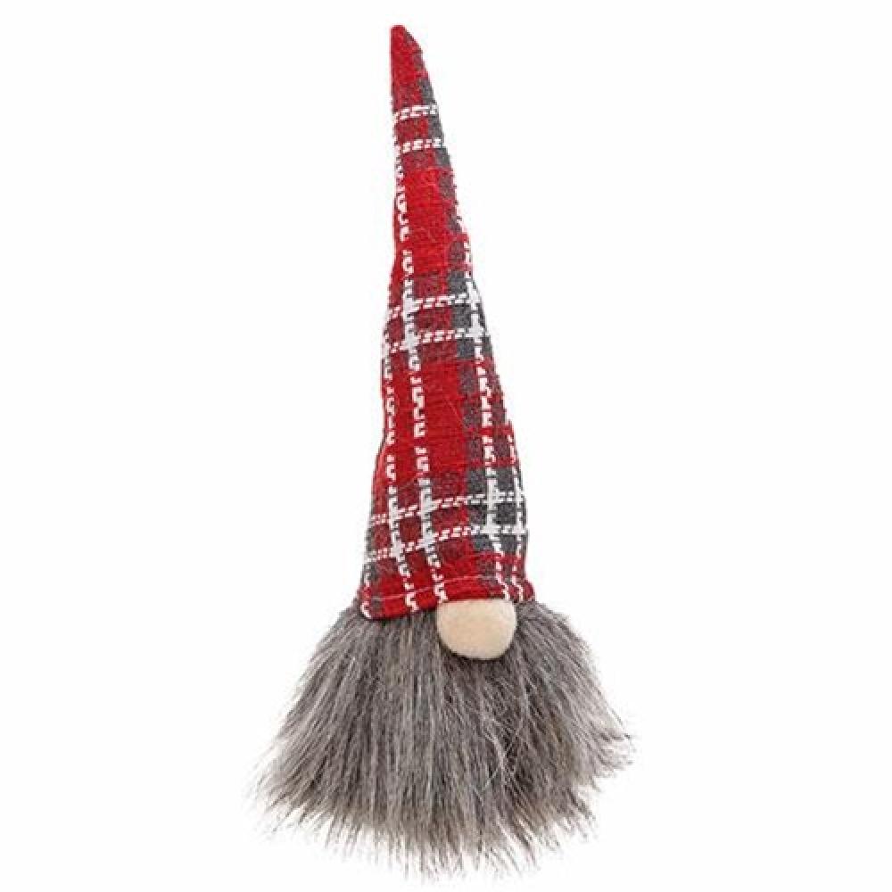 Festive Plaid Santa Gnome Statue - Christmas Home Decor for Mantel, Shelf, and Holiday Table Centerpiece