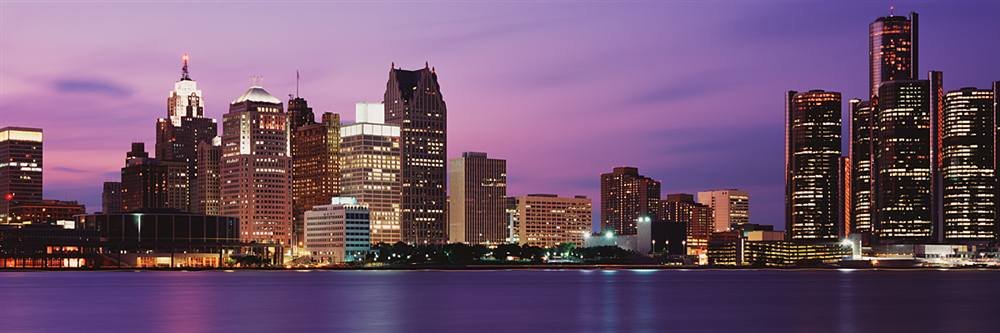 Detroit Michigan USA Skyline Peel & Stick Wall Mural - 48x16 Inch Removable Wallpaper - Perfect for Home, Office & Nursery Decor