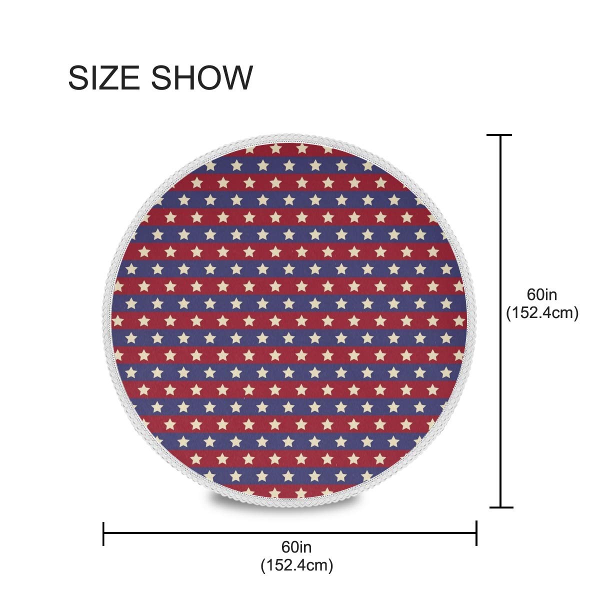 Qilmy Patriotic Star Round Spillproof Macrame Lace Tablecloth - 60 Inch Waterproof Kitchen Dining Table Cover for Home Decor | Perfect for 4th of July, Thanksgiving & Holiday Parties