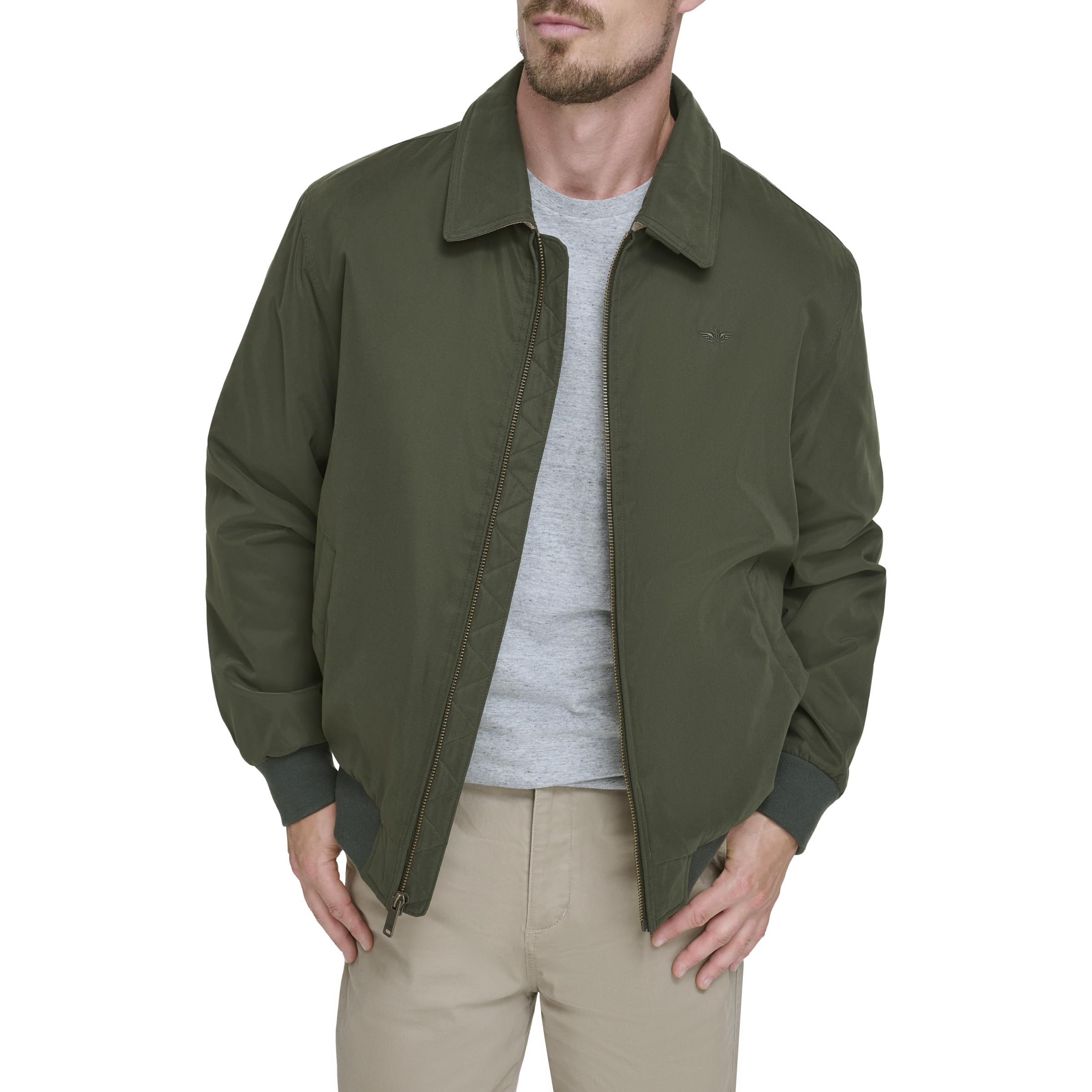 Dockers Men's Micro Twill Golf Bomber Jacket - Lightweight Water-Resistant Windbreaker for Golf & Casual Wear (Standard & Big & Tall Sizes) | Perfect for Golfing, Outdoor Activities & Everyday Style