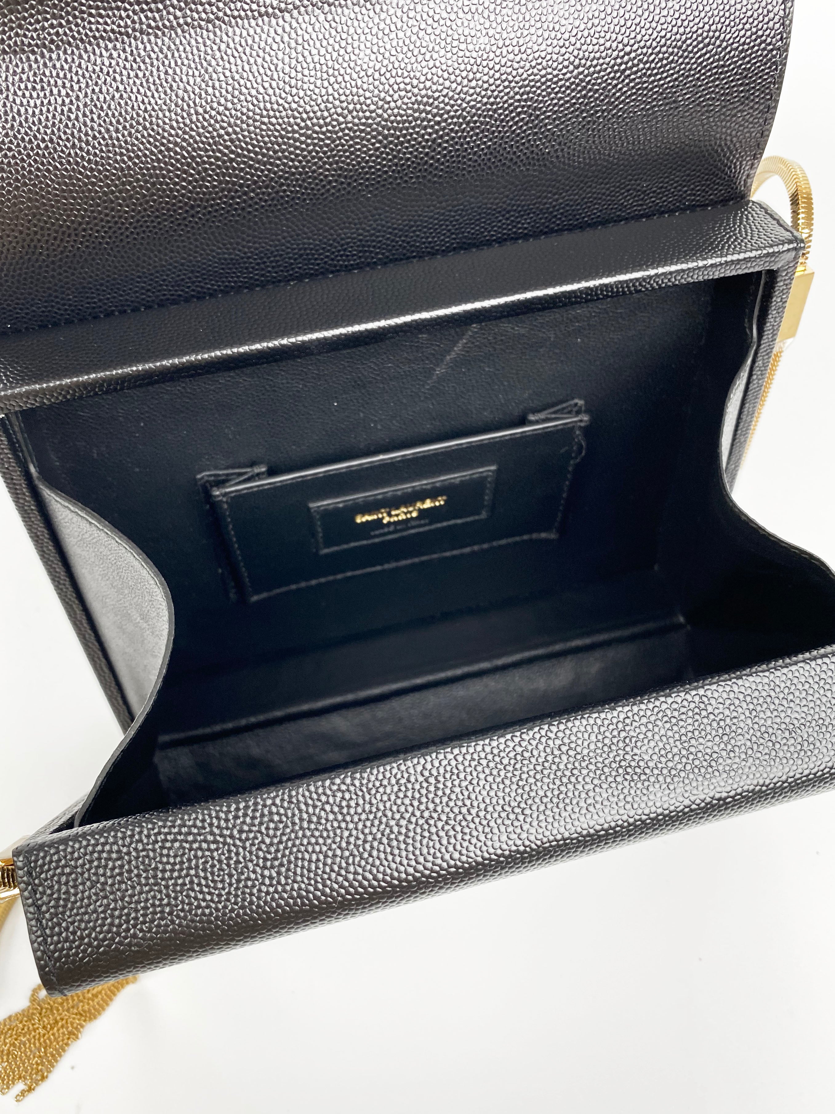Saint Laurent Small Black Kate Box Bag with Side Tassels - Luxury Crossbody Purse for Women, Perfect for Evening Parties, Date Nights & Special Occasions