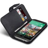 HTC One M8 Wallet Case - Slim Protective Cover with Card Slots & RFID Blocking - Black - Perfect for Business, Travel & Everyday Use