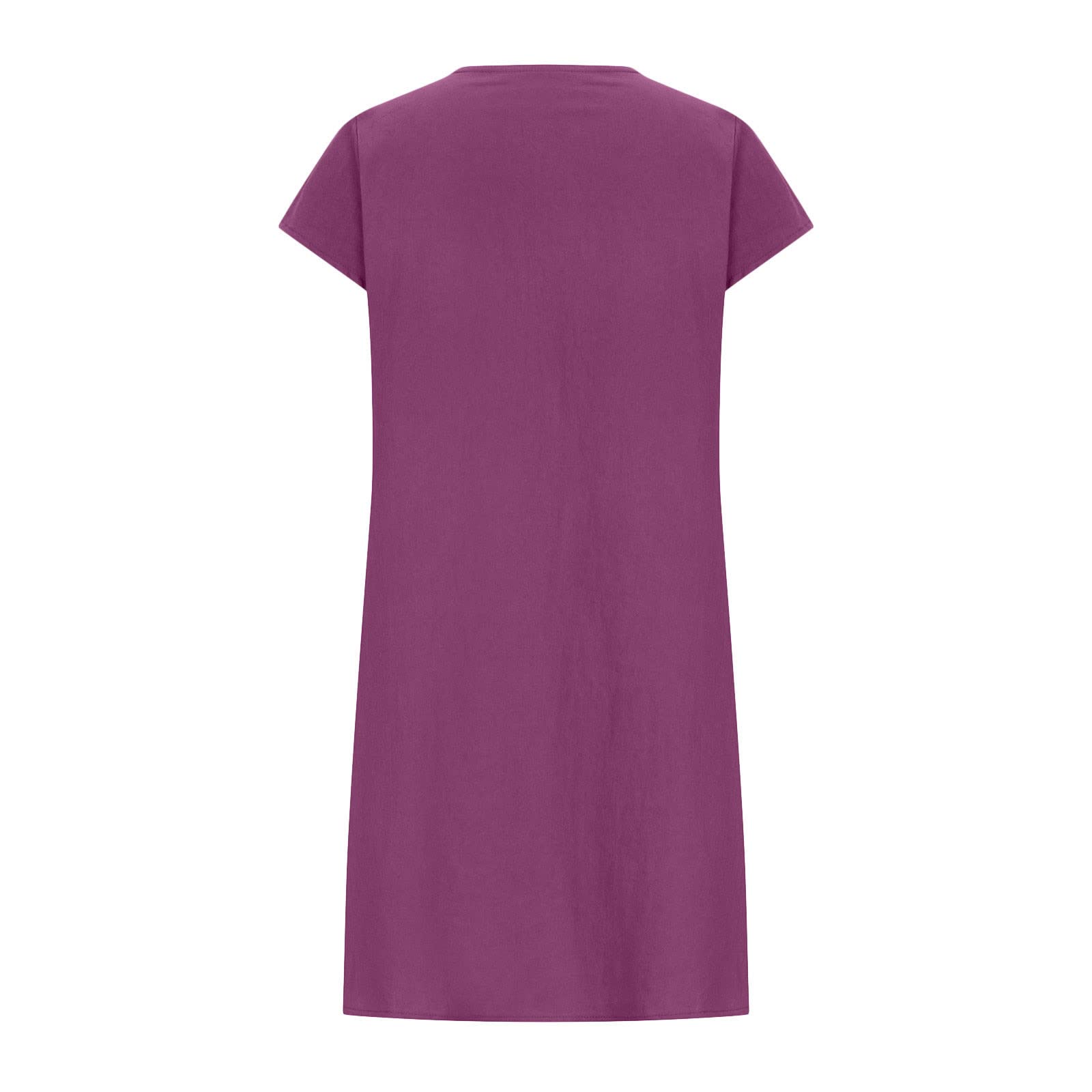 Women's Linen Pleated Summer Dress - Round Neck Short Sleeve Sundress for Beach Vacation & Casual Wear | Breathable Mini Dress 2025 | Perfect for Pool Parties, Weekend Outings & Tropical Getaways