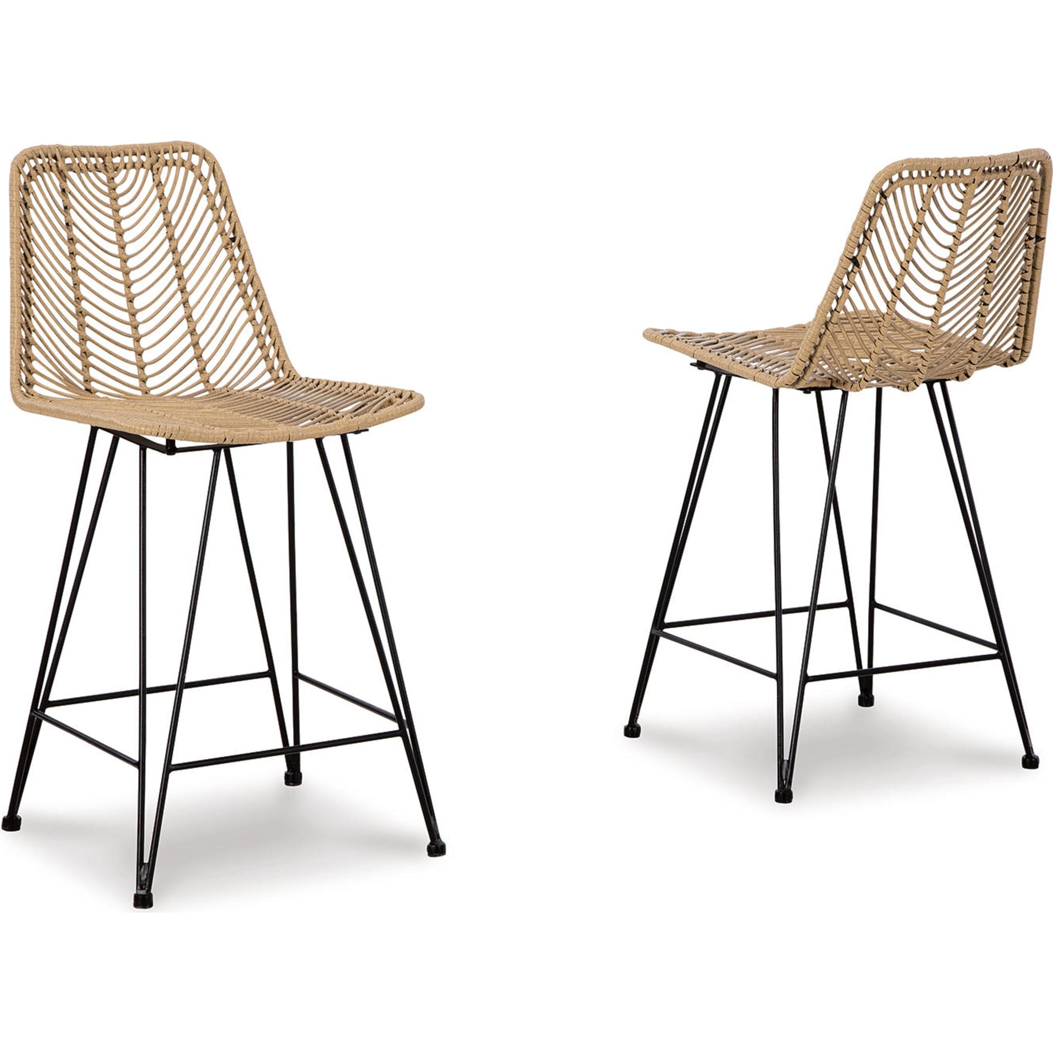 Angentree Counter Height Stool - Natural/Black Wooden Bar Stools (Set of 2) for Kitchen Island, Breakfast Nook & Home Decor (D434 224)