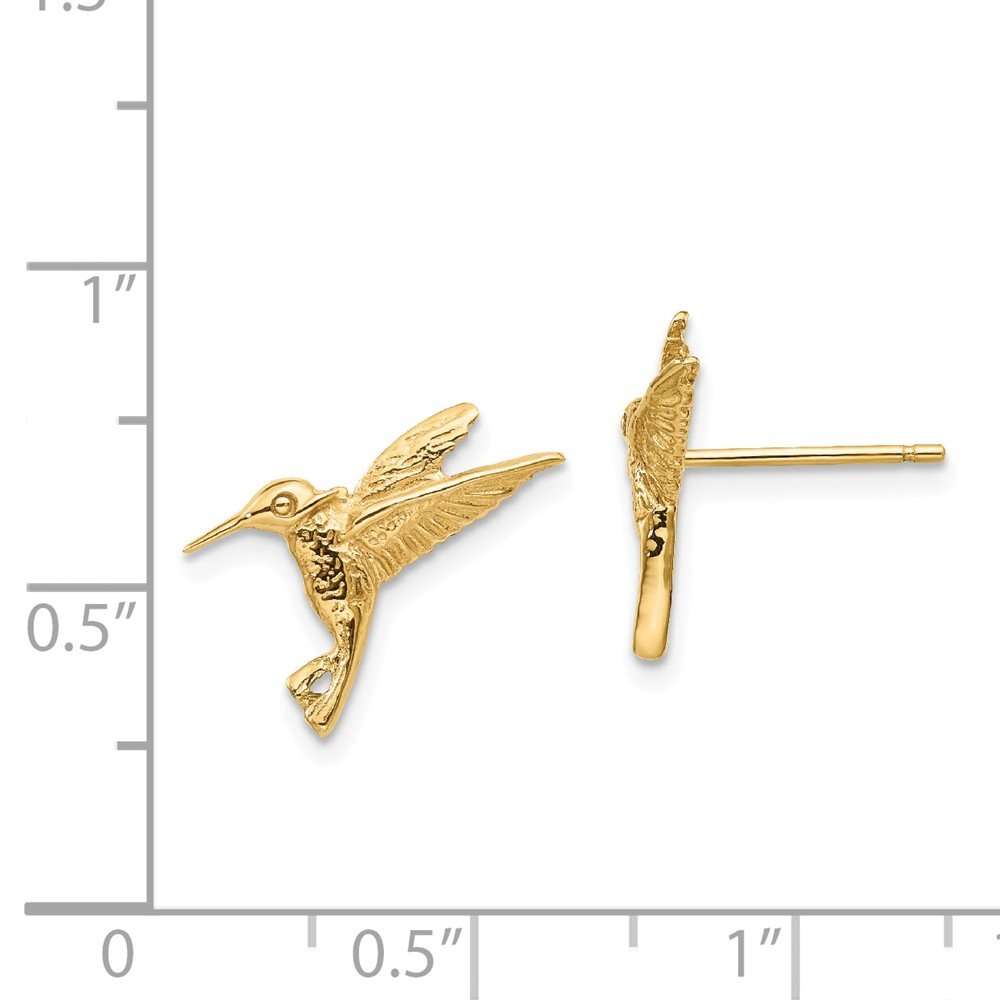 14K Yellow Gold Hummingbird Stud Earrings for Women - Dainty Floral Bird Jewelry Gift for Her - Perfect for Everyday Wear, Date Nights & Special Occasions