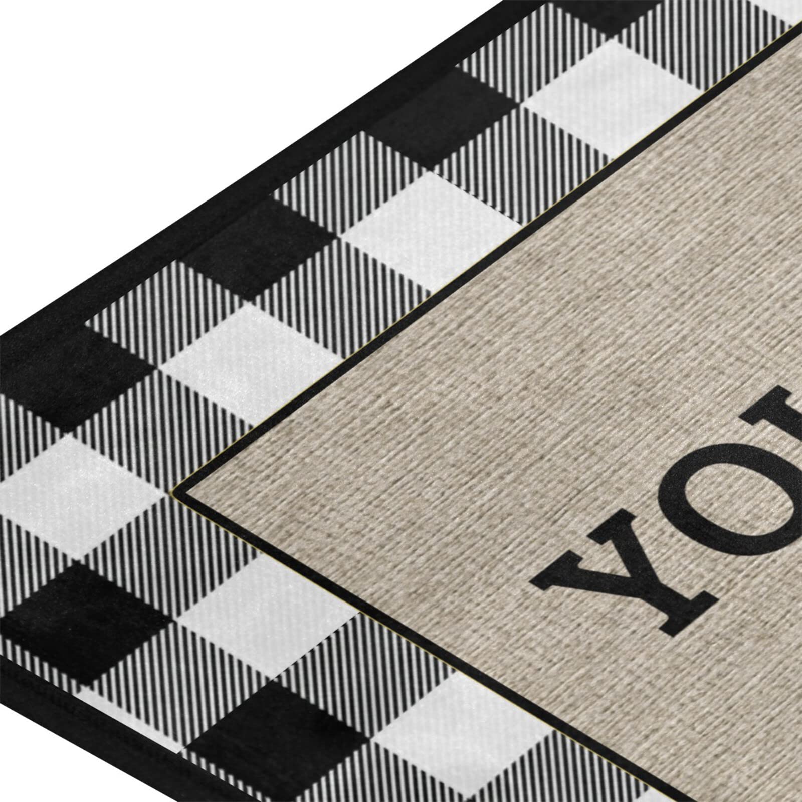 Custom White Buffalo Plaid Kitchen Rugs - Non-Slip Farmhouse Floor Mats, Cushioned & Washable Anti-Fatigue Mats for Kitchen, Laundry & Sink Areas - Personalized Home Decor (39x20 Inches) - Perfect for Farmhouse Style Kitchens, Cozy Laundry Rooms & Comfortable Standing Spaces