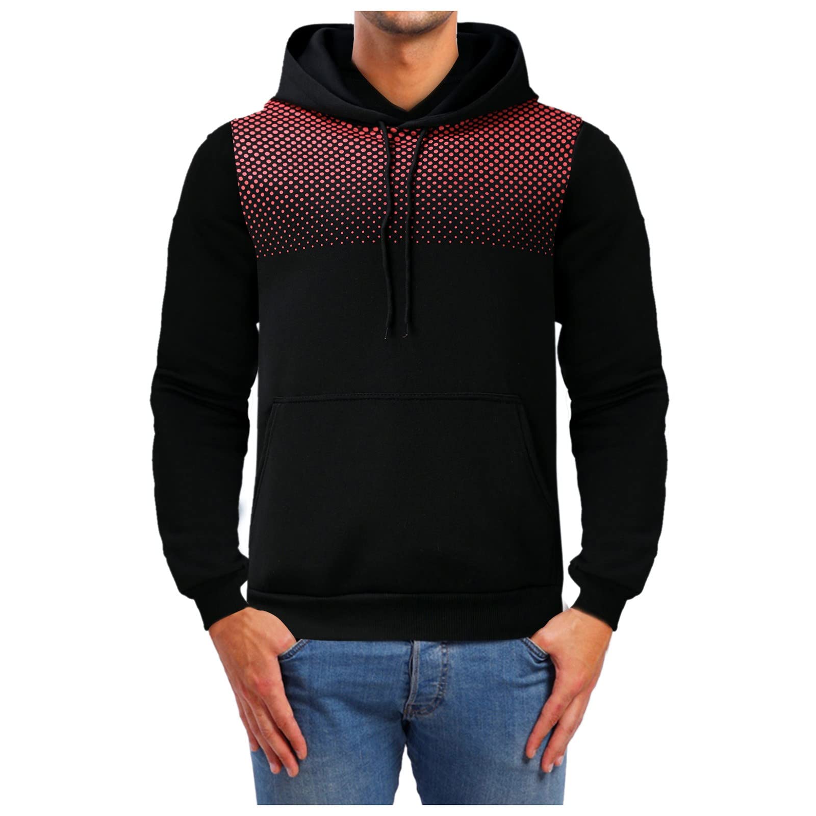 Men's Polka Dot Hooded Sweatshirt for Autumn & Winter - Breathable Fitness & Casual Wear for Gym, Running, and Outdoor Activities