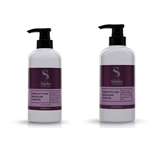 Sinko Keratin Shampoo and Conditioner Set - Moisturizing & Nourishing Hair Care for Women & Men - 500ml Daily Use for Silky Smooth Strong Hair - Perfect for Damaged Hair Repair & Daily Styling