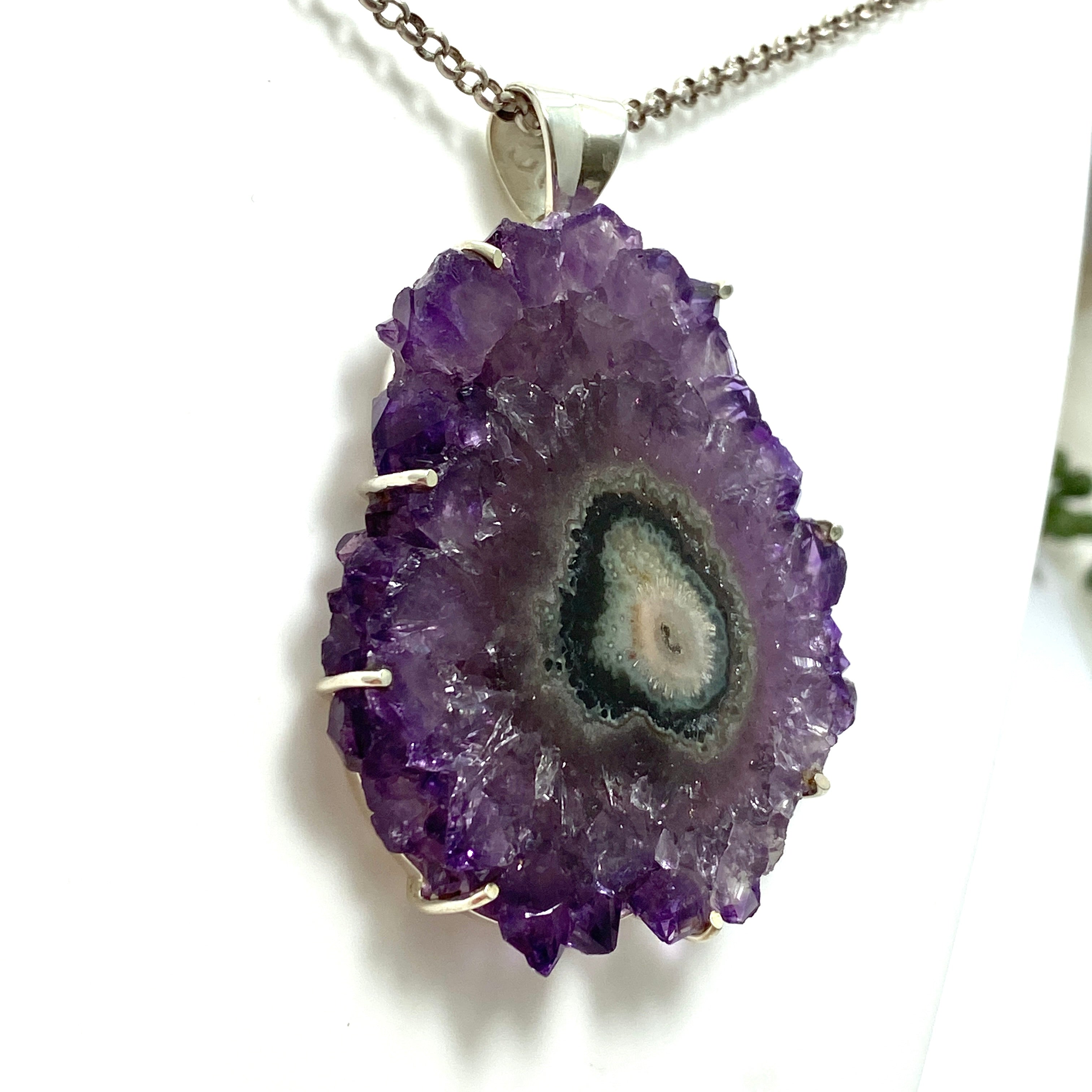 Natural Amethyst Stalactite Pendant Necklace - 68mm Healing Crystal Jewelry (GPJ10) for Meditation, Energy Cleansing & Spiritual Gifts