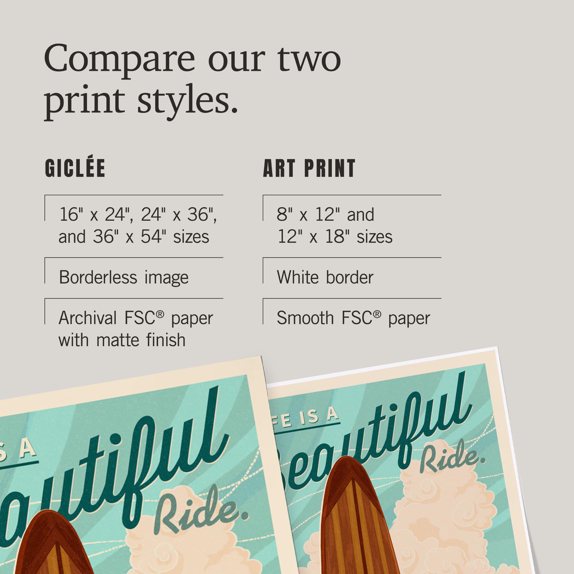 Lantern Press 16x24 Inch Giclee Art Print - Newport Beach California Surfboard Letterpress Wall Decor - 'Life is a Beautiful Ride' Coastal Art for Beach House, Living Room & Office