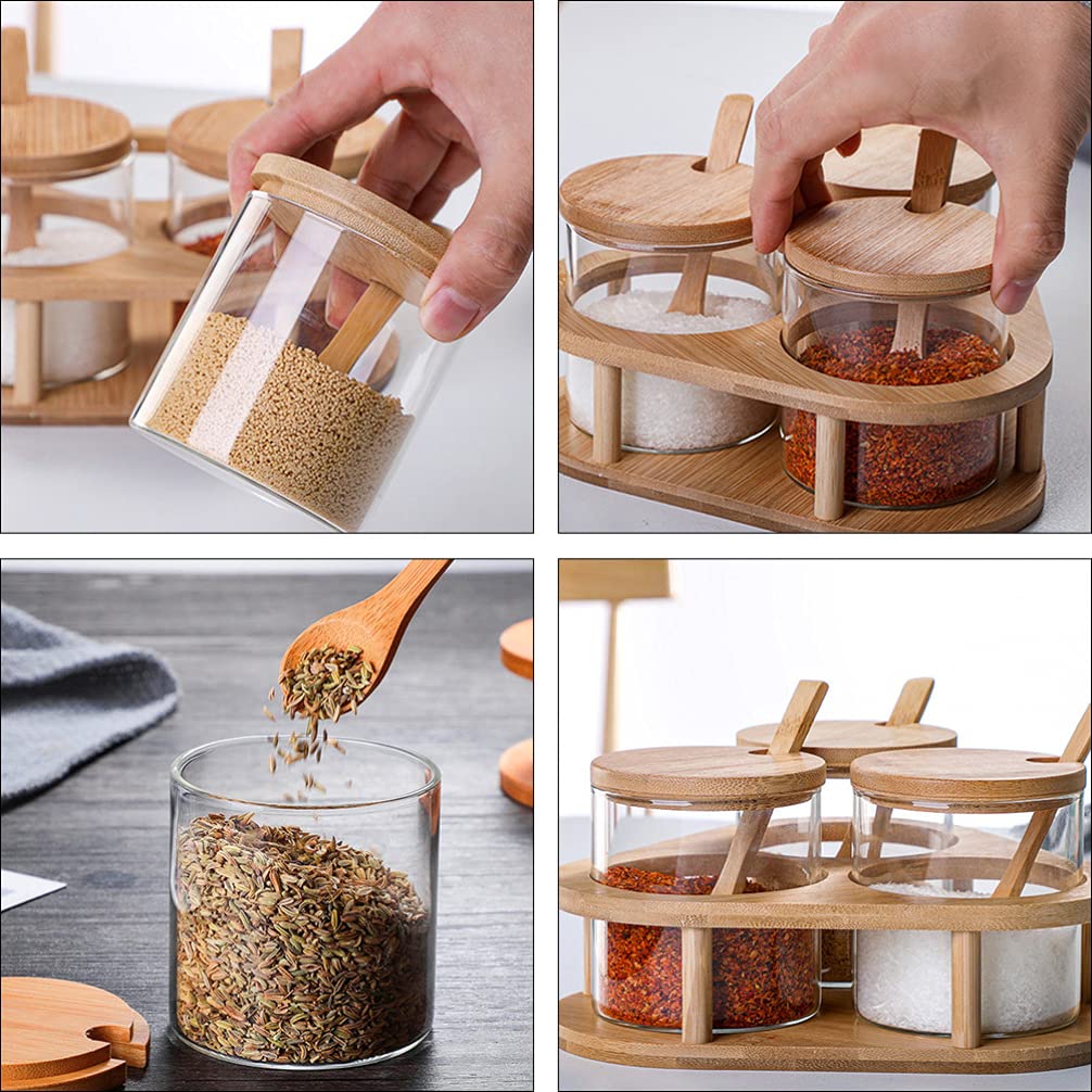 Hemoton 12-Piece Glass Spice Jar Set with Wooden Lids - Airtight Kitchen Seasoning Containers for Salt, Pepper, Herbs & Spices - Perfect for Pantry Organization, Cooking, Baking & Home Decor
