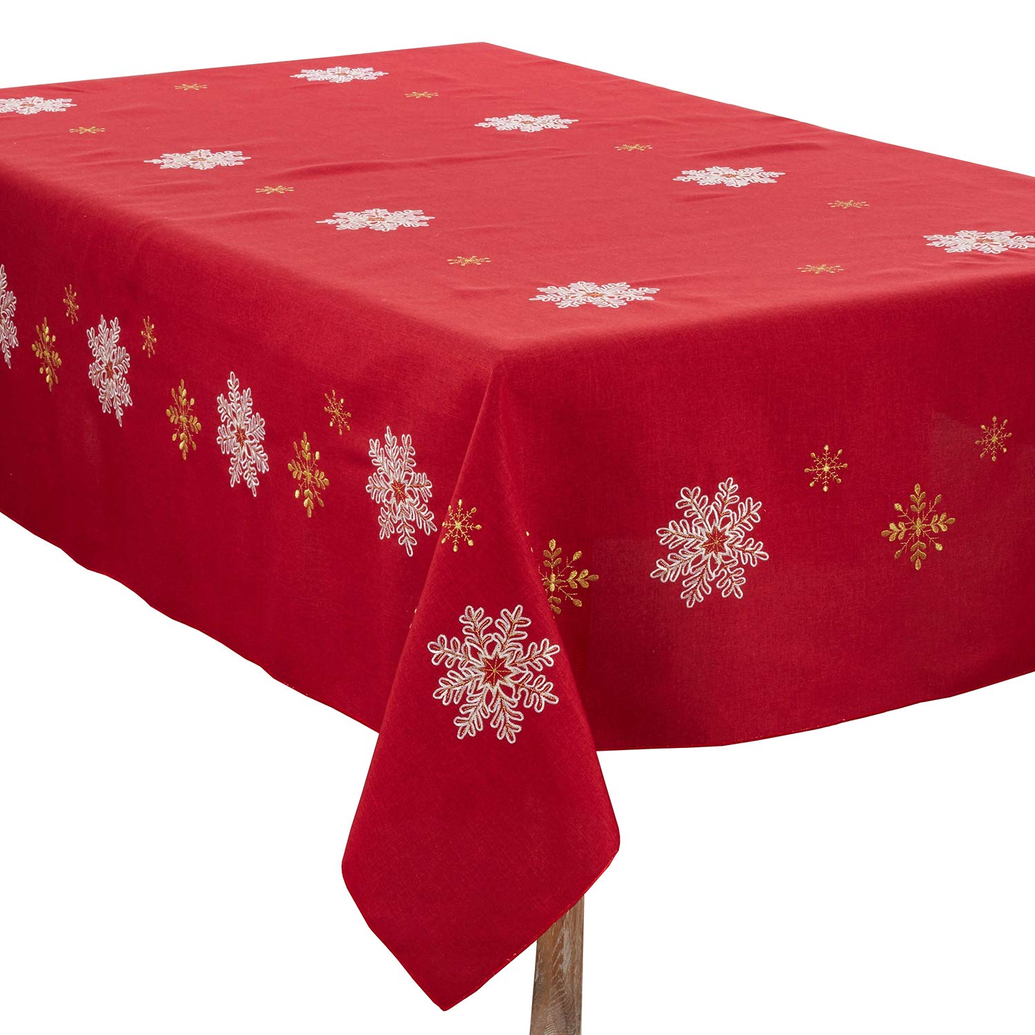 Fennco Styles Embroidered Snowflake Holiday Tablecloth 70