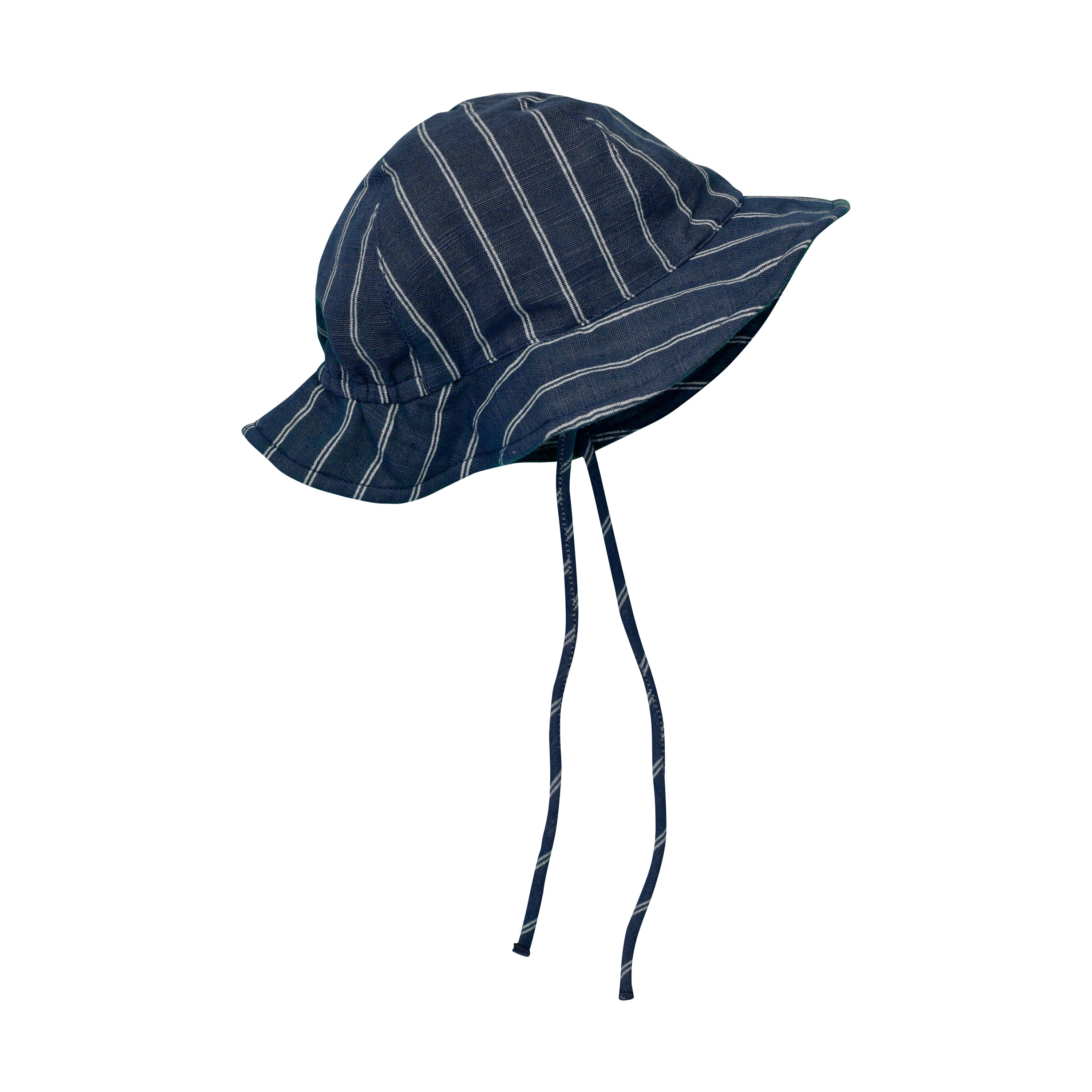 Minymo Cotton Sun Hat for Women - Navy Blue Striped Wide Brim Beach Hat - Perfect for Summer, Travel, and Outdoor Activities