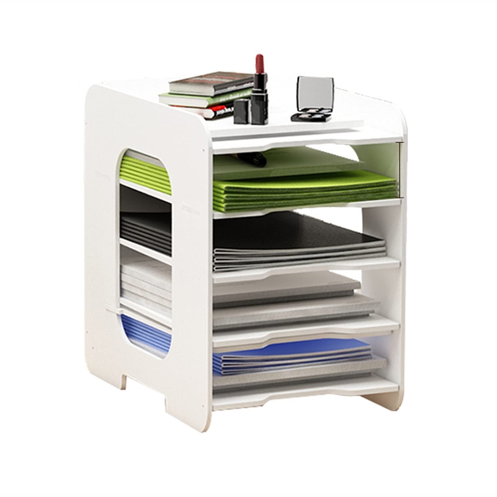 Luckxuan 5-Tier Plastic Desktop File Organizer - Multifunctional Paper Tray, Letter Holder & Stationery Storage Shelf for Home Office, School Supplies (Ideal for Desk Organization & Document Management)