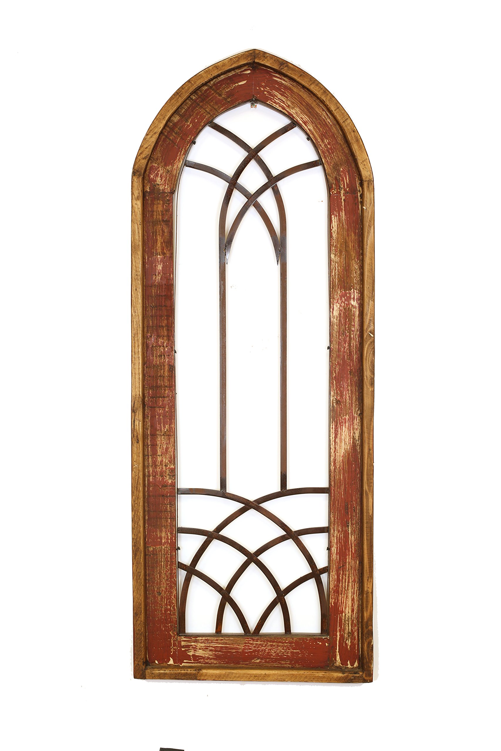 Valeria Architectural Window - Red Stained Glass for Home Decor, Church, and Office - Elegant Gothic Style Window Panel for Interior Design and DIY Projects