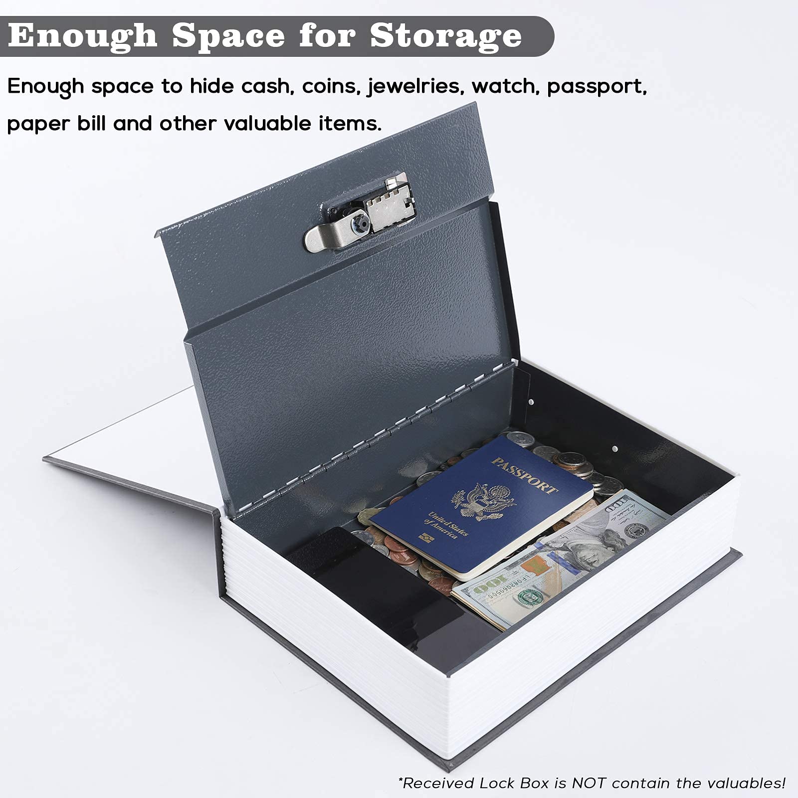 KYODOLED 10.5 Inch Diversion Book Safe with Combination Lock - Extra Large Hidden Metal Security Box for Money, Jewelry & Valuables (10.5
