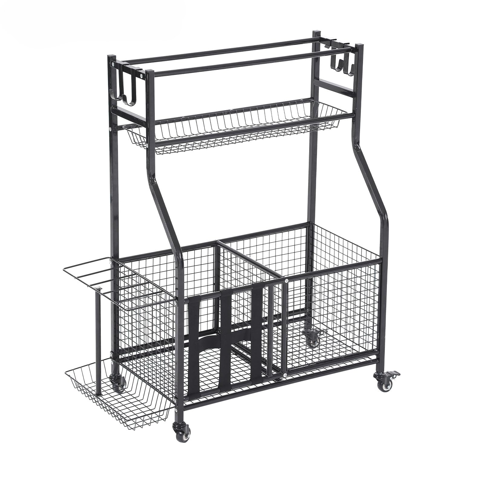 Heavy-Duty 3-Tier Weight Rack for Home Gym - Dumbbell, Kettlebell & Yoga Mat Storage Organizer with Wheels & Hooks | Perfect for Garage, Basement & Home Workout Equipment Organization