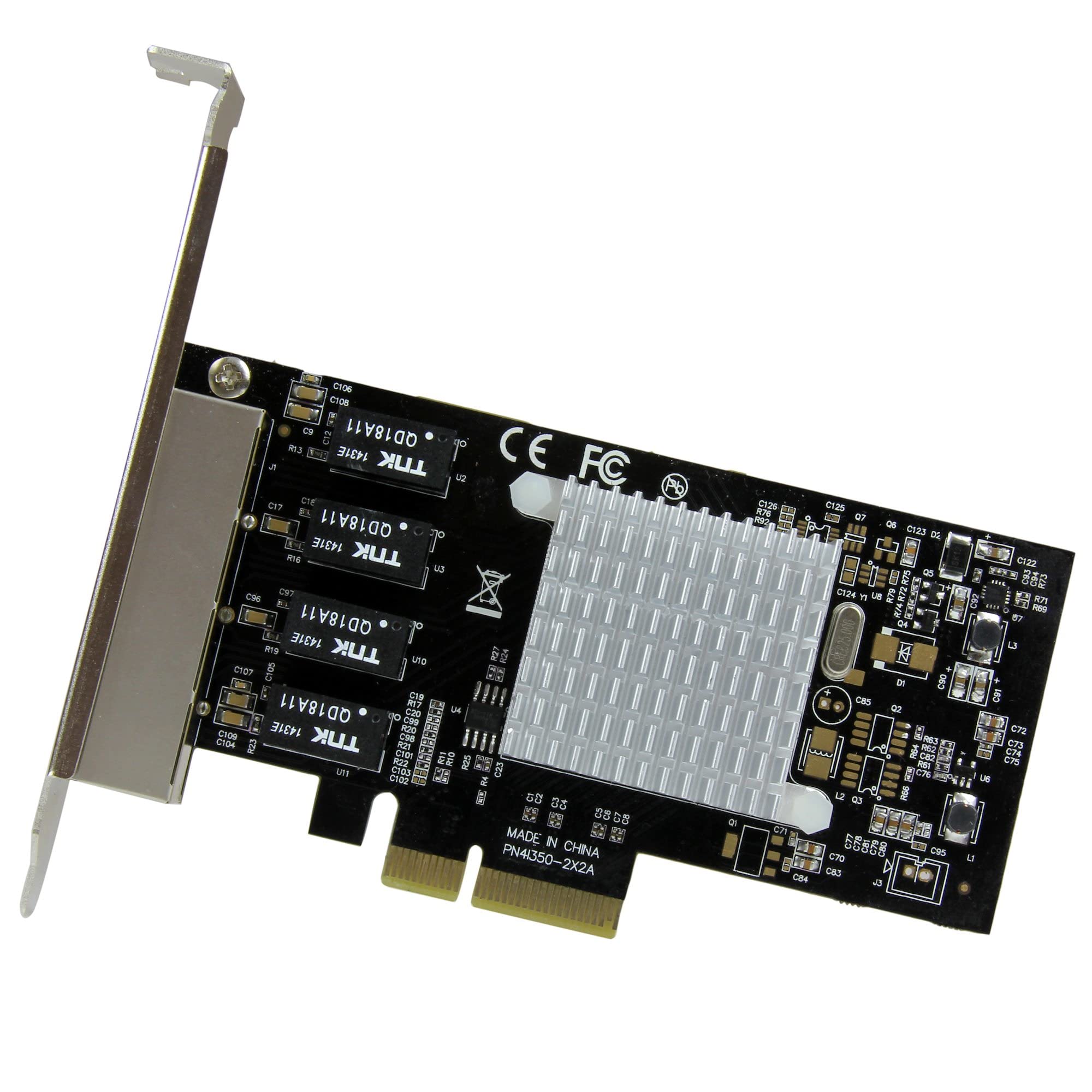 StarTech.com 4 Port PCIe Gigabit Ethernet Network Card with Intel i350 Chipset - RJ45 Port for Server & Desktop - Dual NIC Card (ST4000SPEXI) - Ideal for High-Speed Networking, Data Centers & Gaming PCs