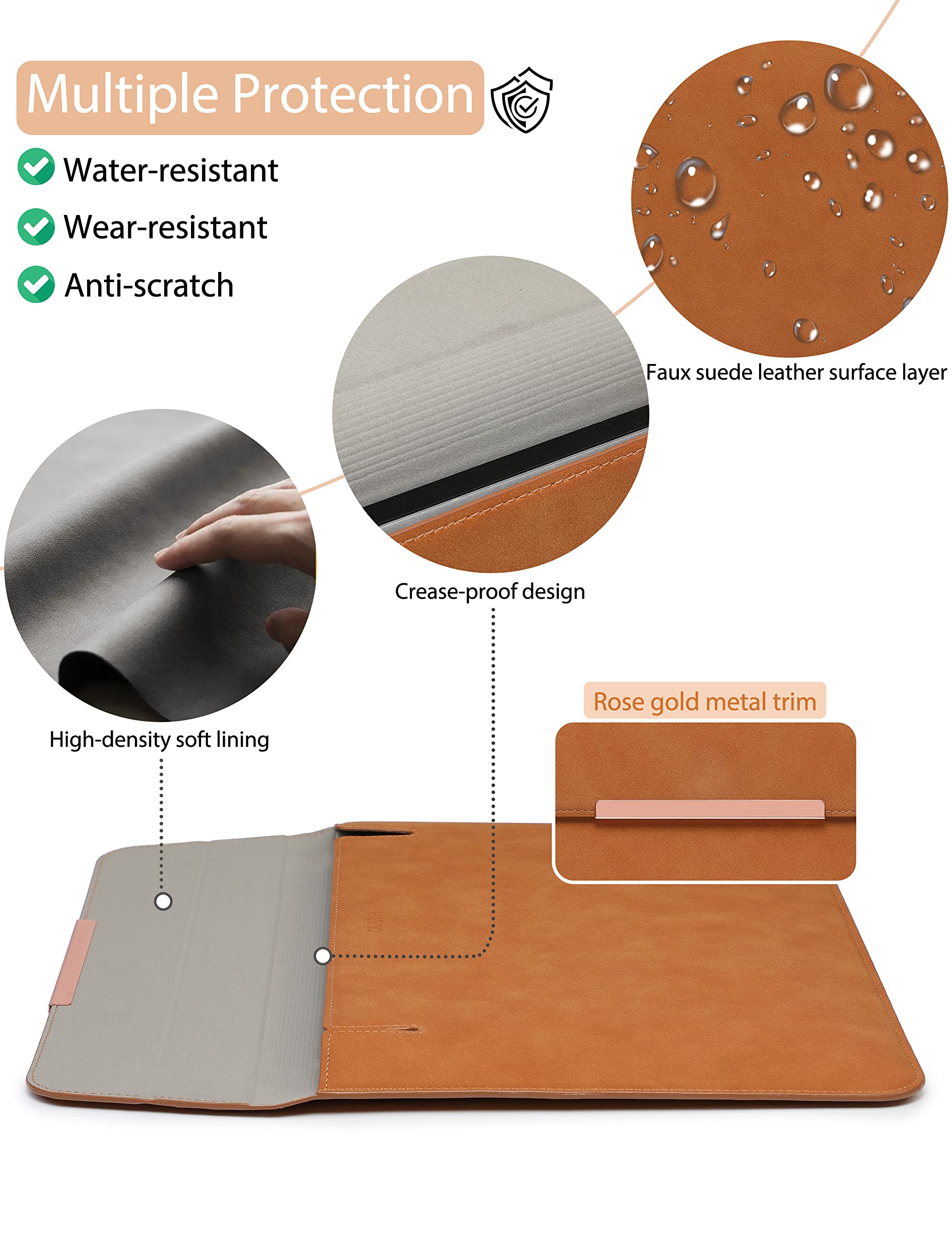 Premium 15-16 Inch Laptop Sleeve with Stand - Compatible with MacBook Pro 16 M1 Pro/Max (A2485, A2141 2019-2022), MacBook Pro 15 (2012-2019) & Surface Laptop 15 - Includes Accessory Bag (Brown) - Perfect for Work, Travel & School Protection