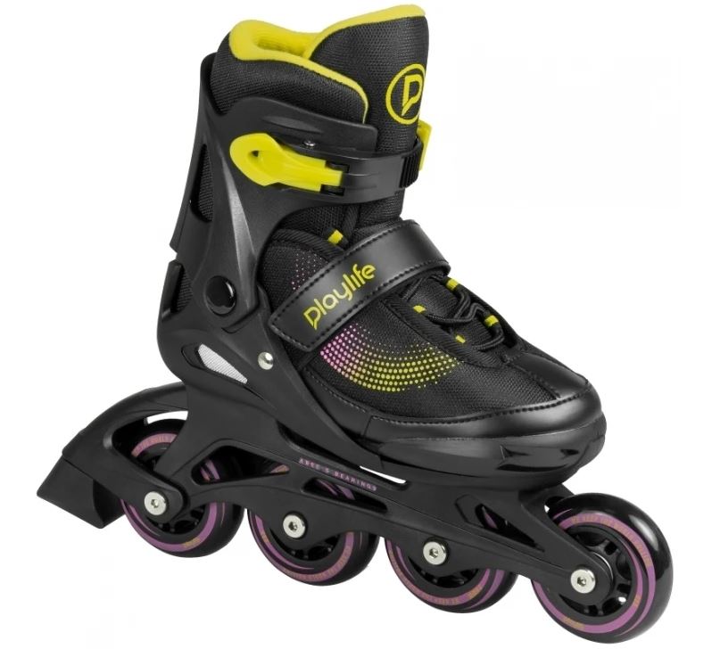 Playlife Joker Yellow Adjustable Inline Skates for Adults & Kids - Comfortable Rollerblades with Brake for Outdoor Fitness, Street Skating & Fun Family Activities