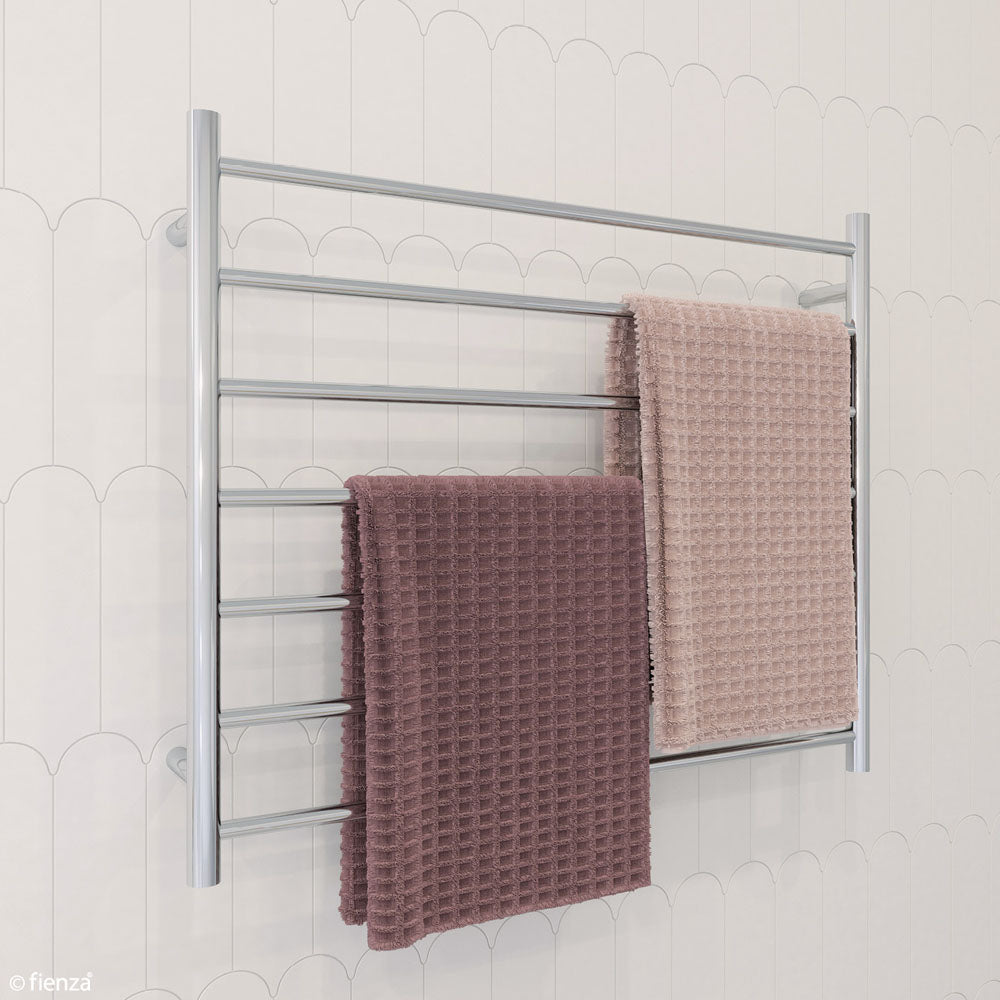 Fienza 8279075 Isabella Heated Towel Rail - 35.4 x 29.5 Inch Chrome Bathroom Towel Warmer | Perfect for Spa, Luxury Bathroom & Home Decor
