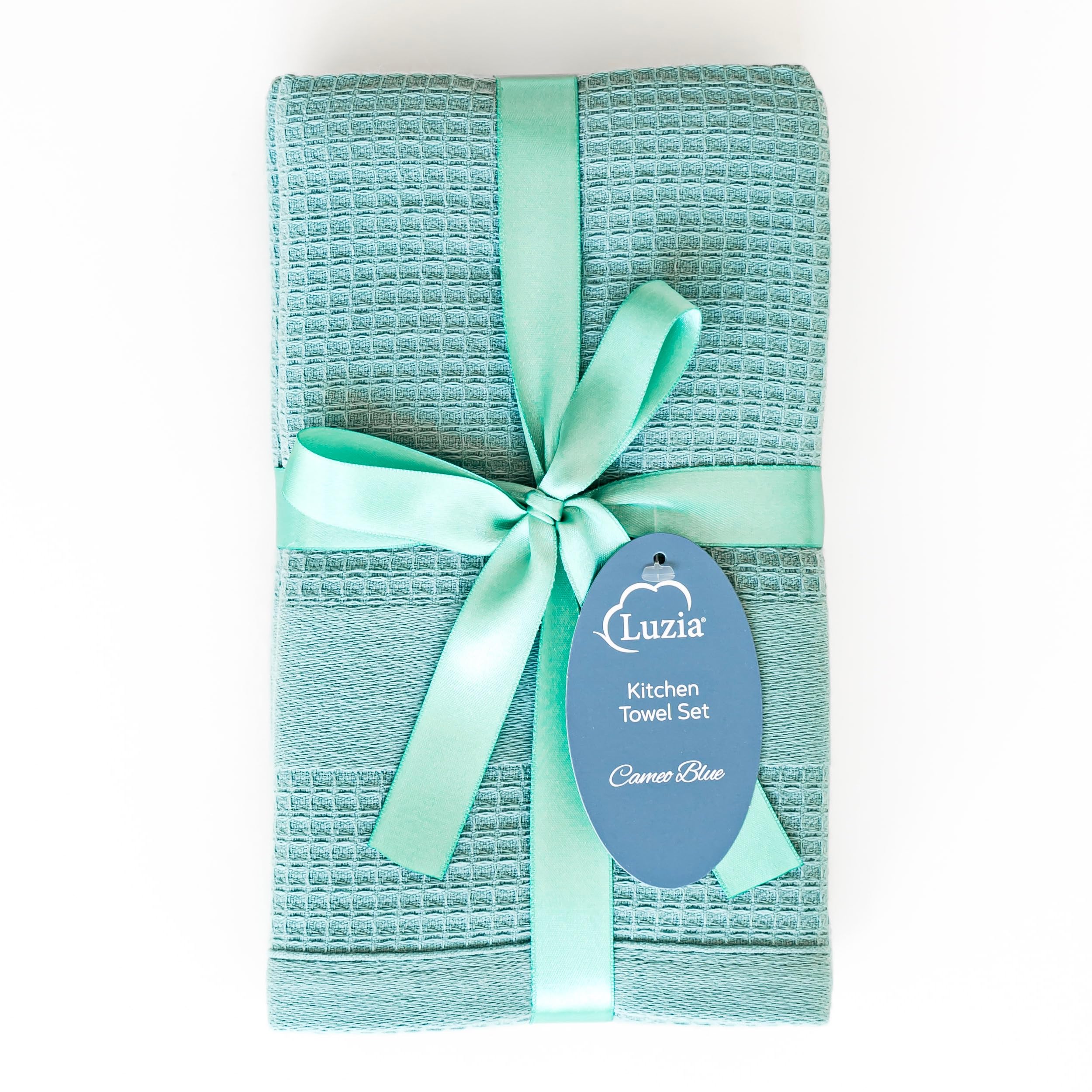 Premium Turquoise Dish Towels Set of 3 - Ultra Absorbent Waffle Weave Turkish Cotton Kitchen Towels in Aqua Teal - Perfect for Drying Dishes, Cleaning Countertops & Adding Stylish Decor to Your Kitchen