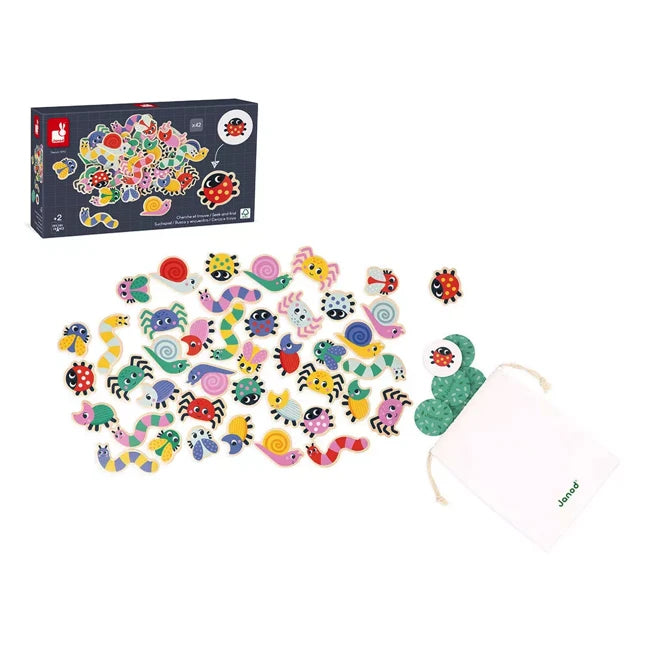 Janod Garden Seek & Find - Interactive Wooden Puzzle Game for Kids | Educational Toy for Toddlers & Preschoolers | Perfect for Indoor Play, Learning & Family Bonding
