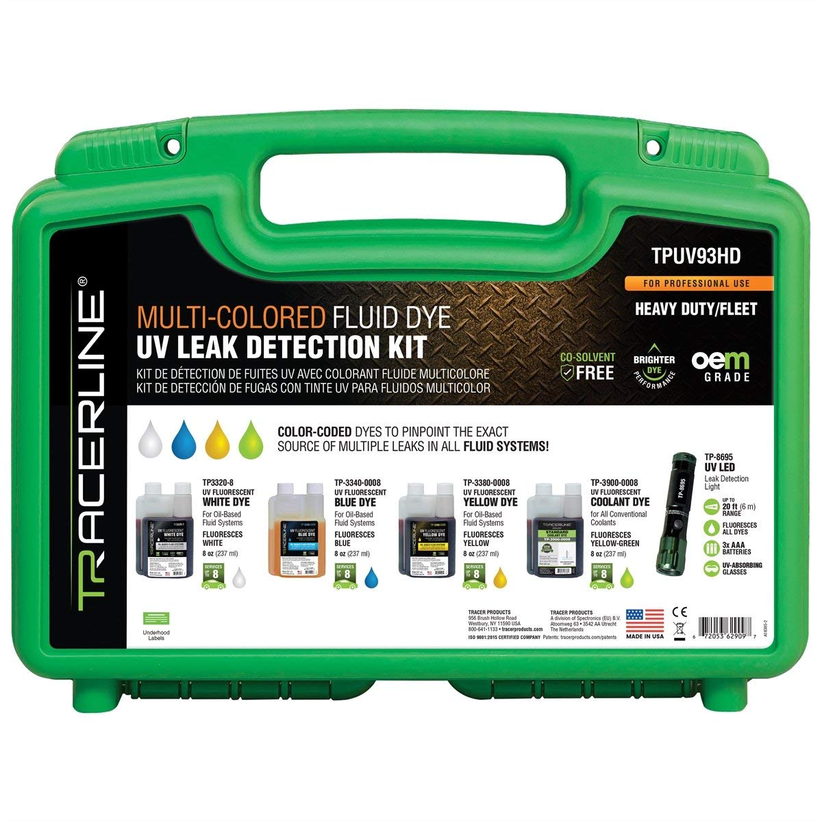 Tracer Products Professional Leak Detection Kit for Automotive & HVAC Systems - Find Water, Fuel & Refrigerant Leaks Fast - Ideal for Mechanics & DIY Home Repair