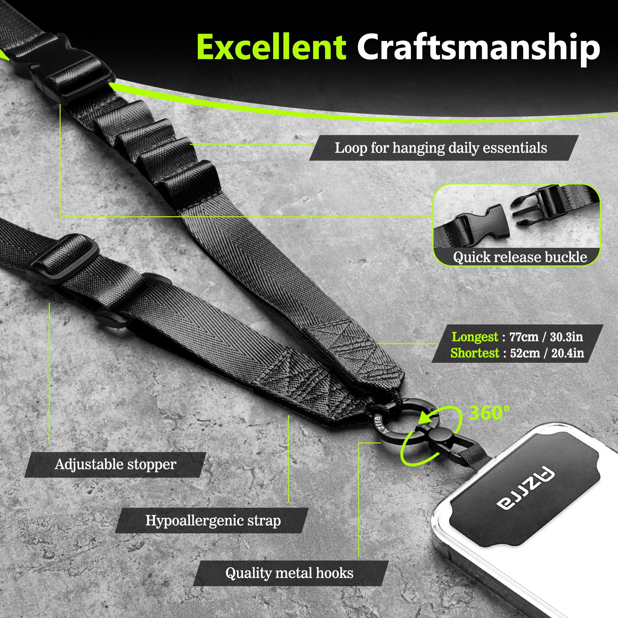 Azrra Adjustable Crossbody Phone Lanyard for iPhone 14/13/12/11 Pro Max - Detachable Card Holder Wallet & Anti-Loss Phone Tether - Perfect for Travel, Shopping, Concerts and Outdoor Activities