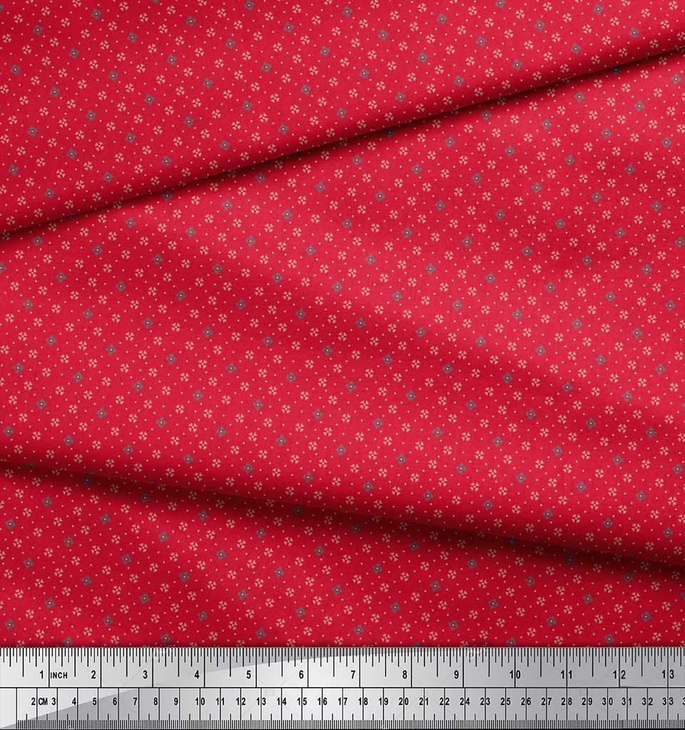 Soimoi Moss Georgette Brown Fabric by The Yard - 42 Inch Wide Printed Fabric with Playful Dot & Heart Small Print for DIY Dresses, Curtains & Home Decor Projects