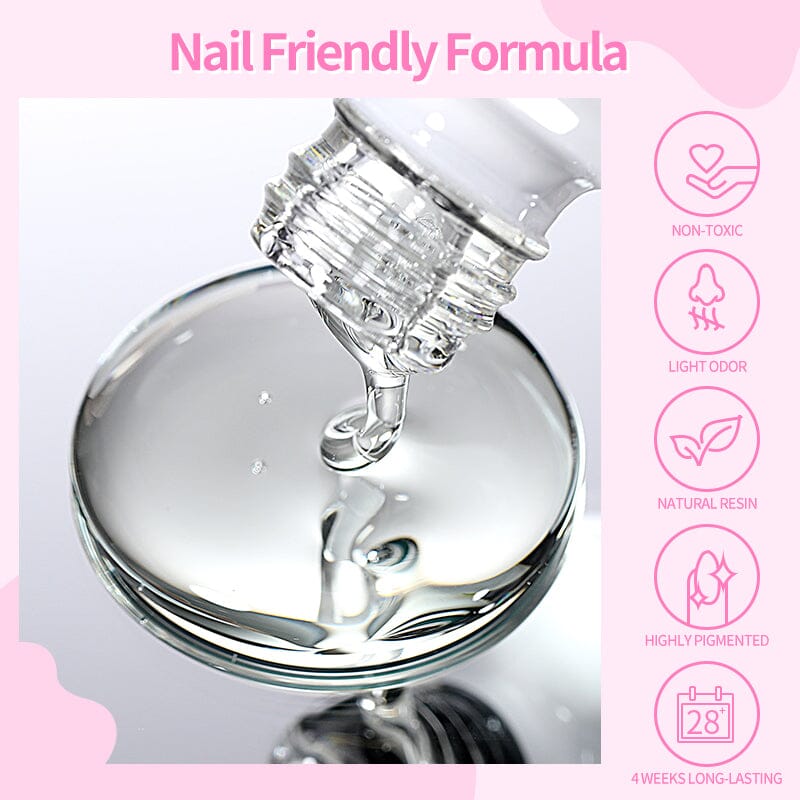 6 in 1 Nail Glue Gel Polish Kit - 15ml Long Lasting Professional Nail Art Glue for Acrylic Nails, Press On Nails & Nail Tips - Perfect for DIY Manicures, Salon Use & Home Nail Care