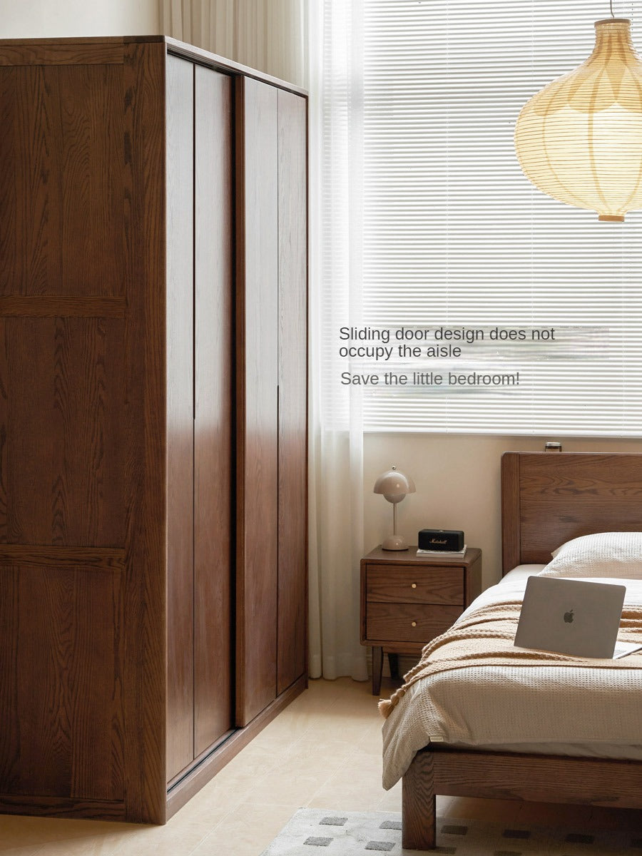 Solid Oak Wood Sliding Door Wardrobe Closet - Modern & Spacious Storage for Bedroom, Walk-In Closet, or Living Room Organization