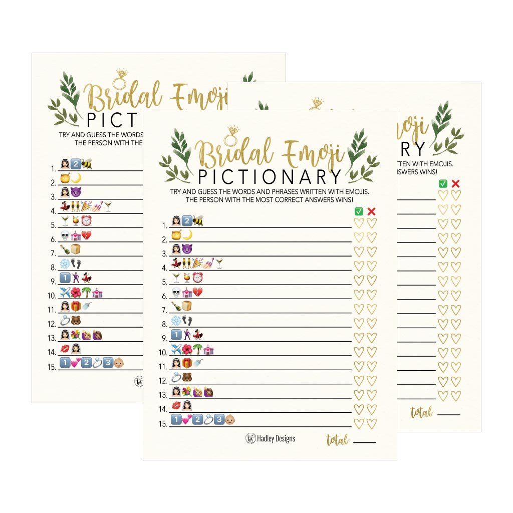25 Floral Emoji Pictionary Bridal Shower Game Cards - Fun Wedding Shower & Bachelorette Party Games for Couples - Cute Funny Kit Bundle Set for Engagement Parties - Perfect for Coed Adult Games & Bride-to-Be Celebrations - Great for Wedding Theme Parties, Girls' Night Out & Couples' Game Nights