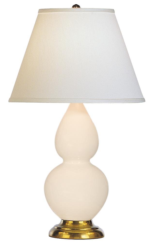 1774X Pearl Dupioni Fabric Shade Table Lamps with Bone Glazed Ceramic Base & Natural Brass Metal Finish - Perfect for Living Room, Bedroom, and Office Decor